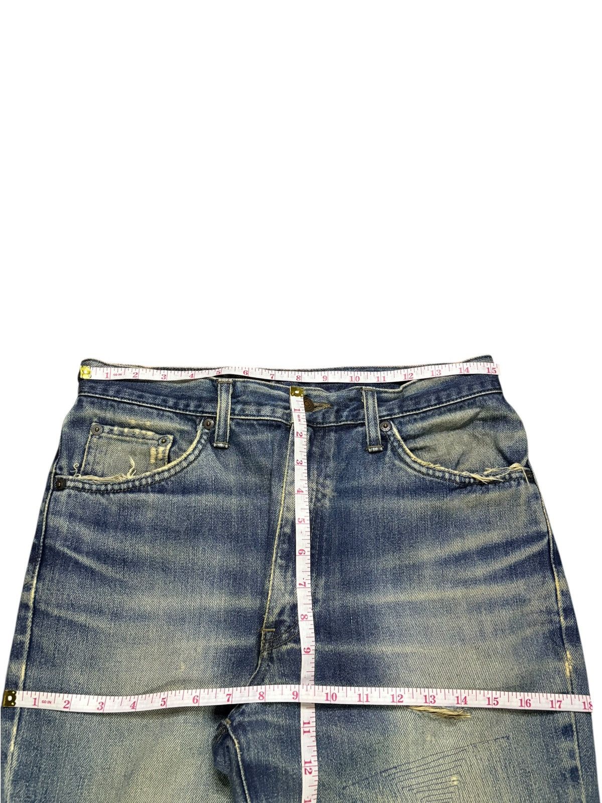 Edwin × Japanese Brand Vintage Edwin 402 Sashiko Style Mud Wash Distress Loose Jean Size US 30 / EU 46 - 12 Thumbnail