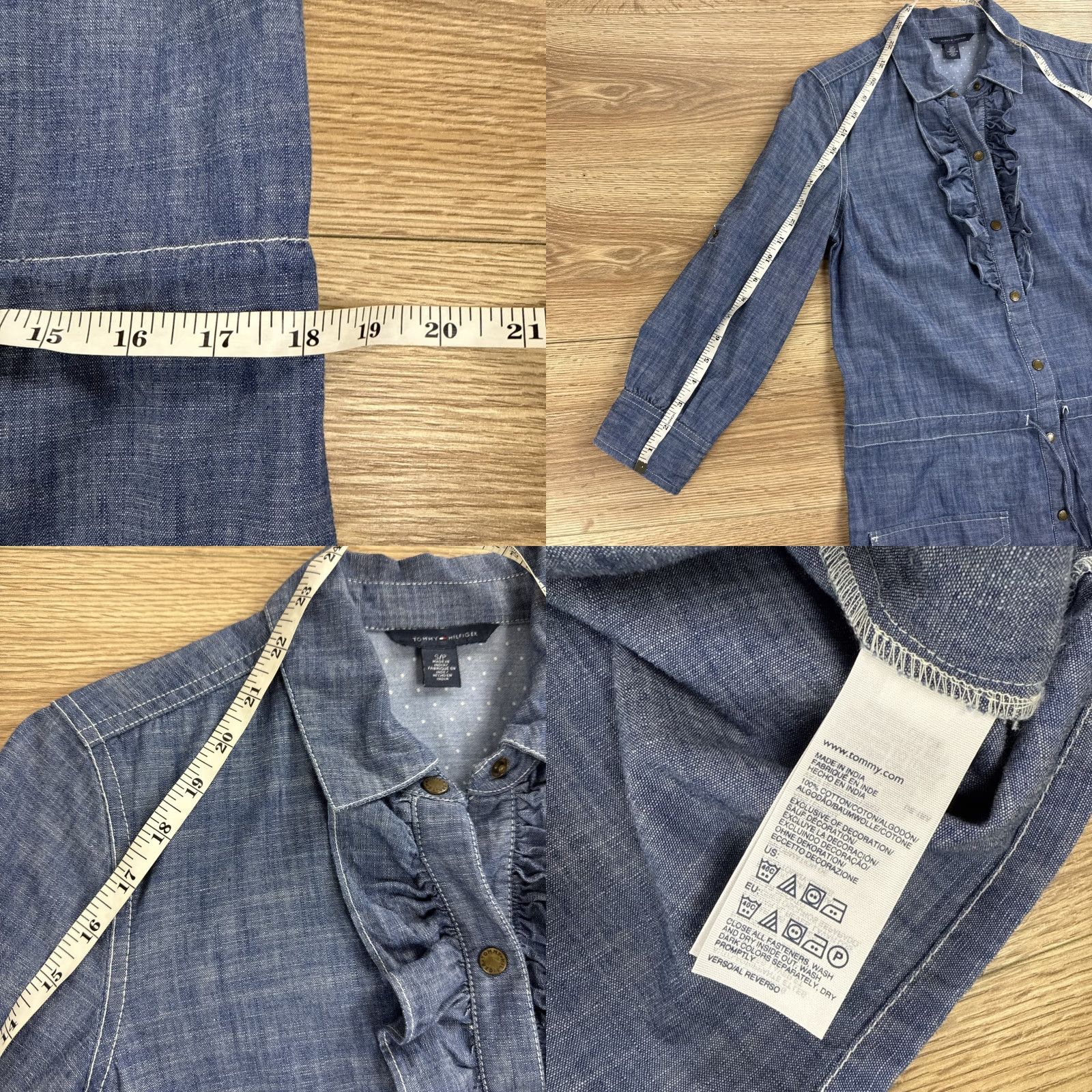 Tommy Hilfiger VINTAGE Tommy Hilfiger Denim Shirt Dress Women Size Small Blue Midi 90s Streetwear Size 28" / US 6 / IT 42 - 8 Thumbnail