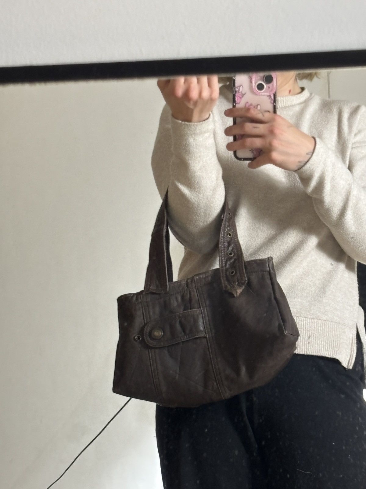 Designer × Vintage Leather bag cuir sac hobo shopper tote shoulder designer Size ONE SIZE - 7 Thumbnail