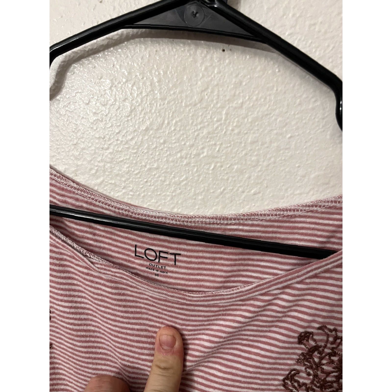 Loft Loft Women's Medium Pink White Floral Striped Short Sleeve T-Shirt Casual Classic Size M / US 6-8 / IT 42-44 - 3 Thumbnail