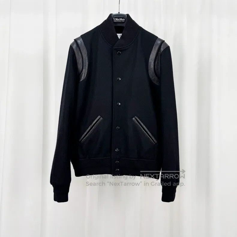 Saint Laurent Paris Saint Laurent Paris Black Wool and Leather Baseball Jacket Size US S / EU 44-46 / 1 - 1 Thumbnail