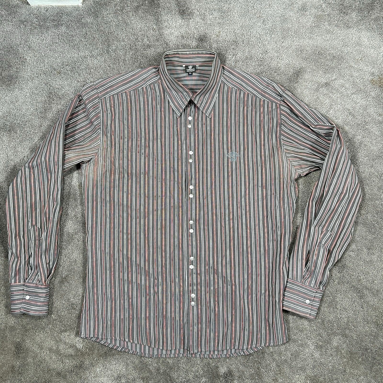 Versace Jeans Couture Vntg Versace Jeans Couture Multicolour Stripe Medusa Shirt Size US XL / EU 56 / 4 - 3 Thumbnail