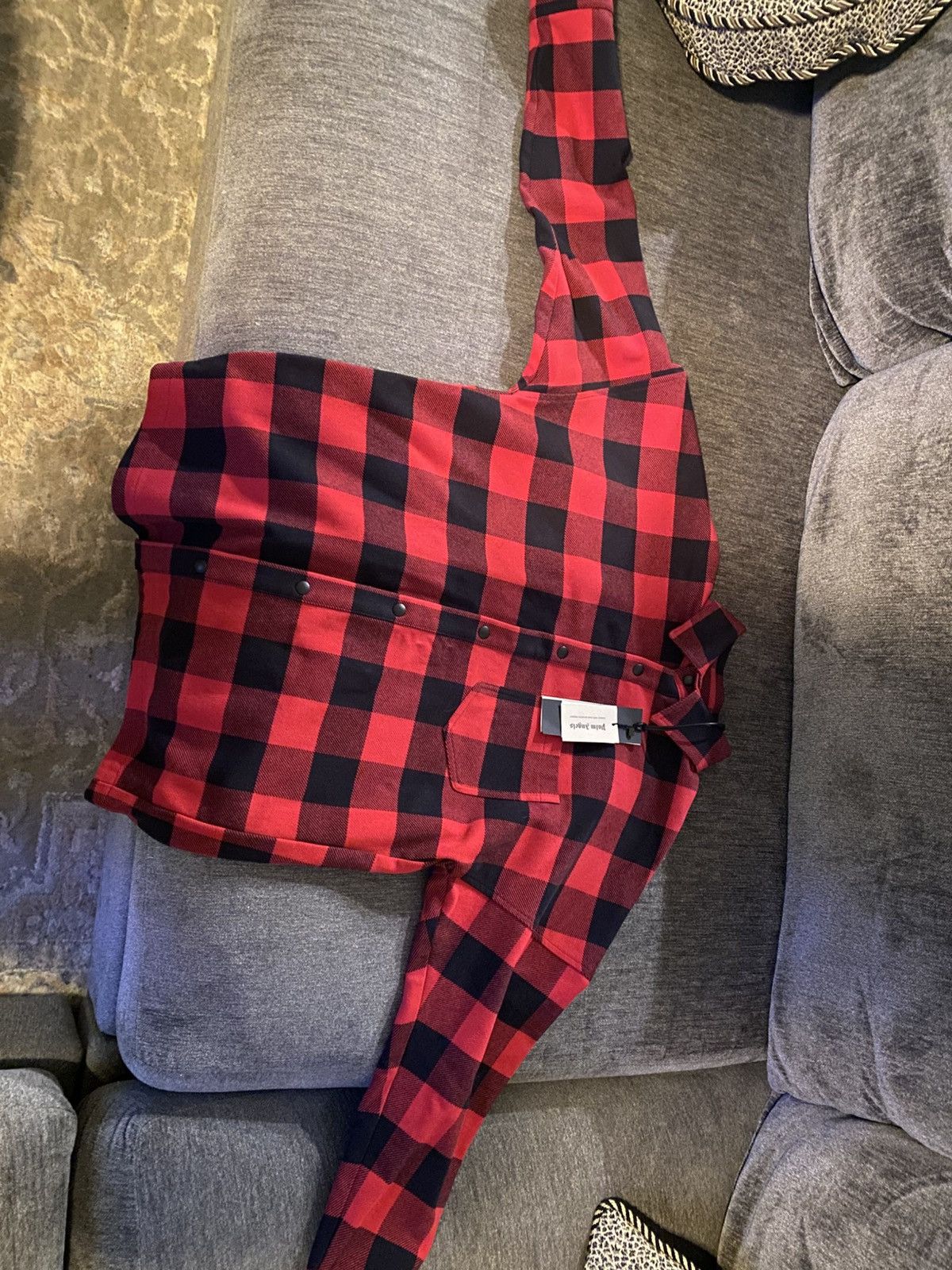 Palm Angels MENS PALM ANGELS BUTTON DOWN FLANNEL RED Size US S / EU 44-46 / 1 - 1 Thumbnail