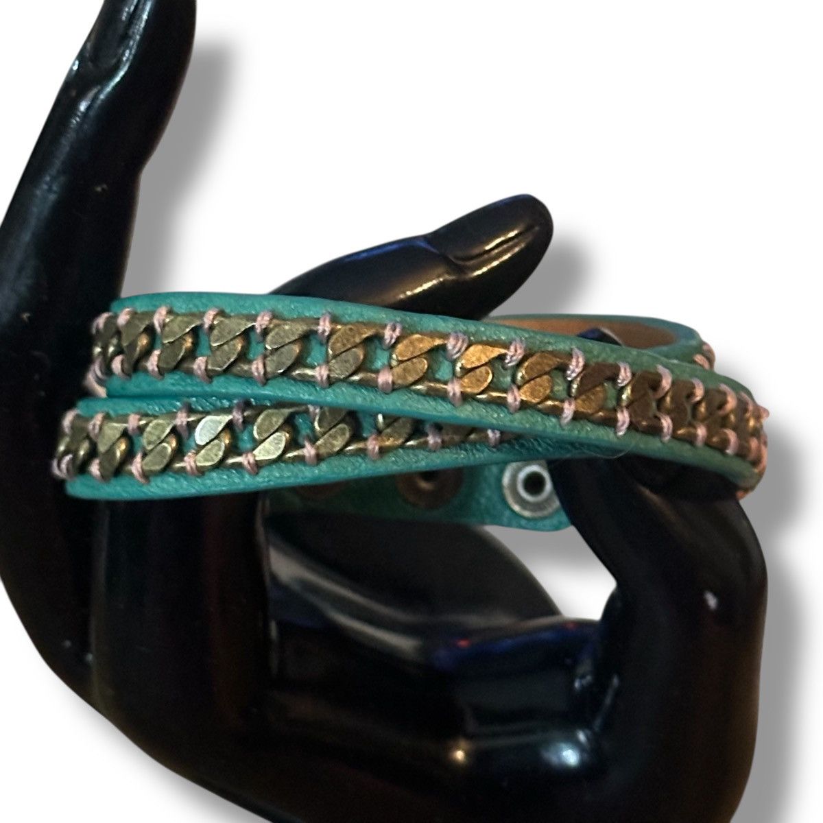 Juicy Couture Juicy Couture leather and brass chain wrap bracelet Size ONE SIZE - 2 Thumbnail