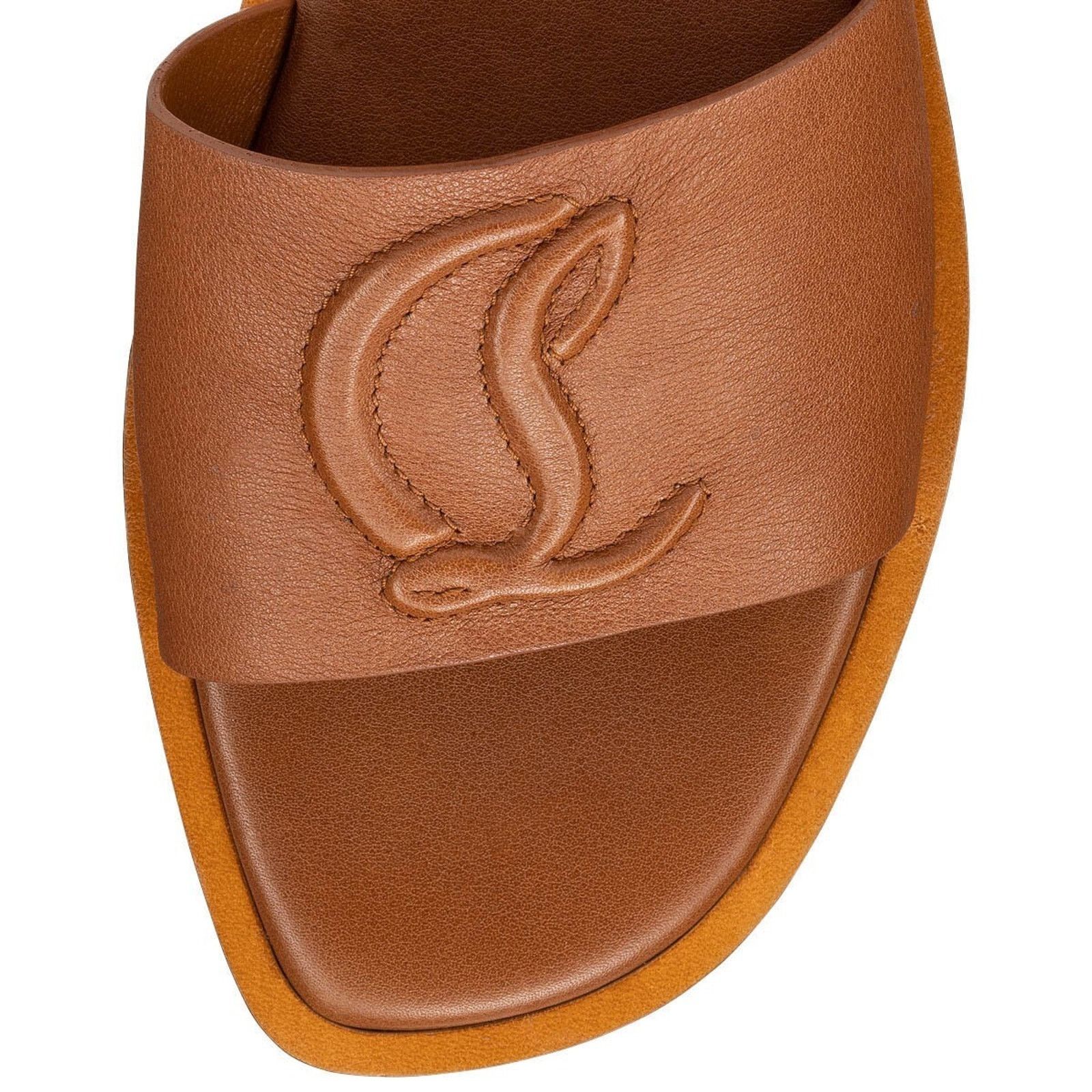 Christian Louboutin Christian Louboutin CL Mule Flat Cuoio Brown Leather Slide Size US 7 / IT 37 - 8 Thumbnail