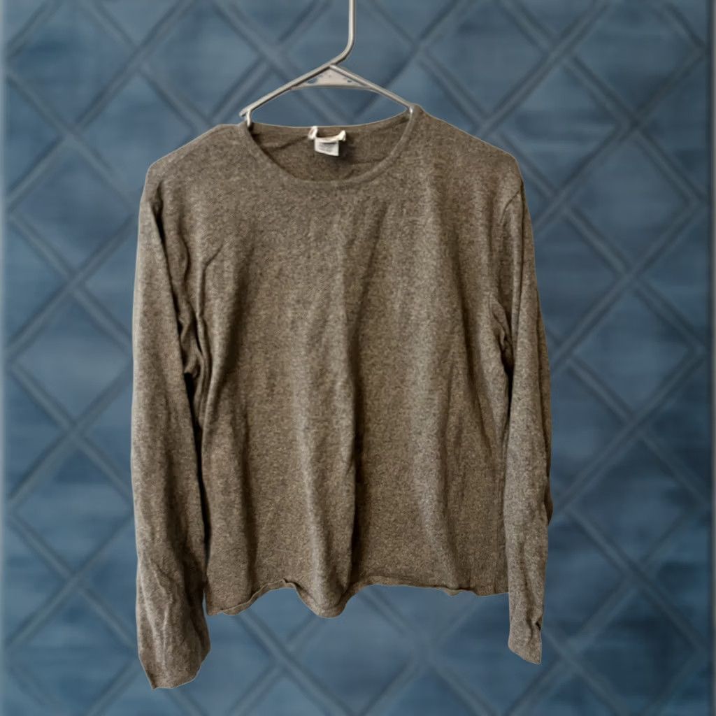 Talbots Talbots T-Shirt Size Large Heather Brown Solid Long Sleeve Round Tee Size L / US 10 / IT 46 - 1 Thumbnail