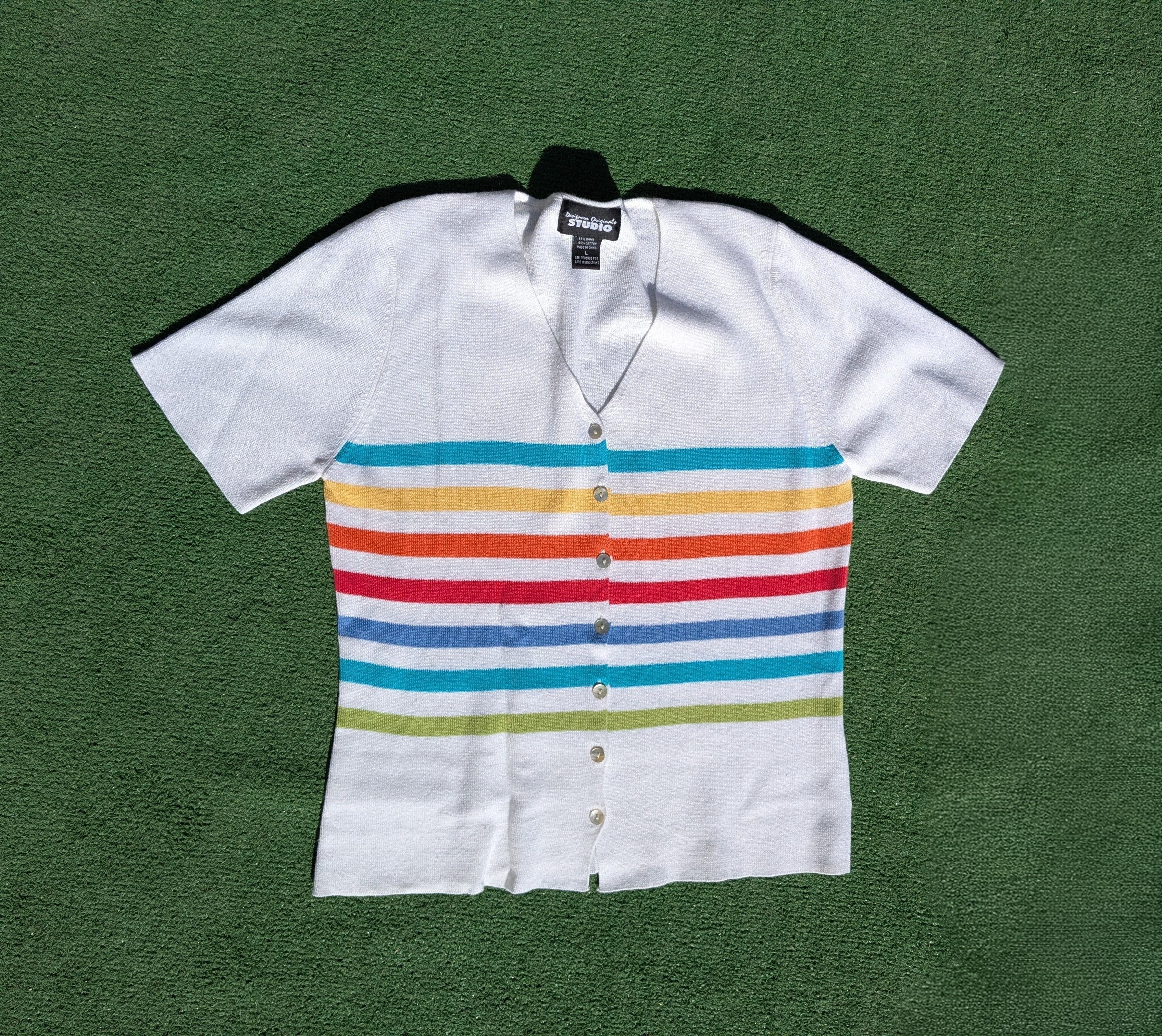 Other VTG Designers Originals Studio Rainbow Striped Sweater Shirt Size L / US 10 / IT 46 - 5 Thumbnail