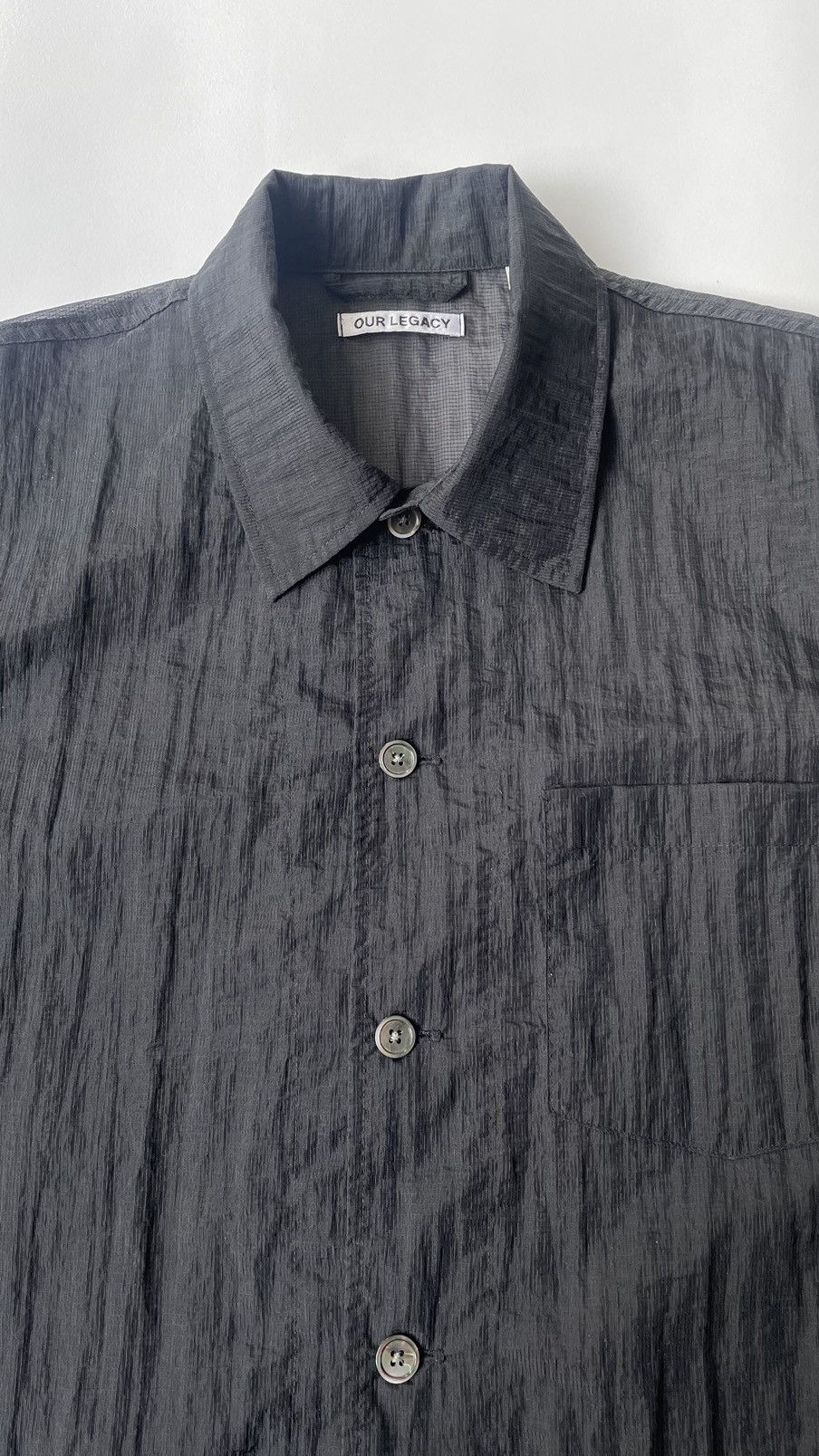 Our Legacy Black Grid Nylon Mesh Box Shirt Size US M / EU 48-50 / 2 - 4 Thumbnail