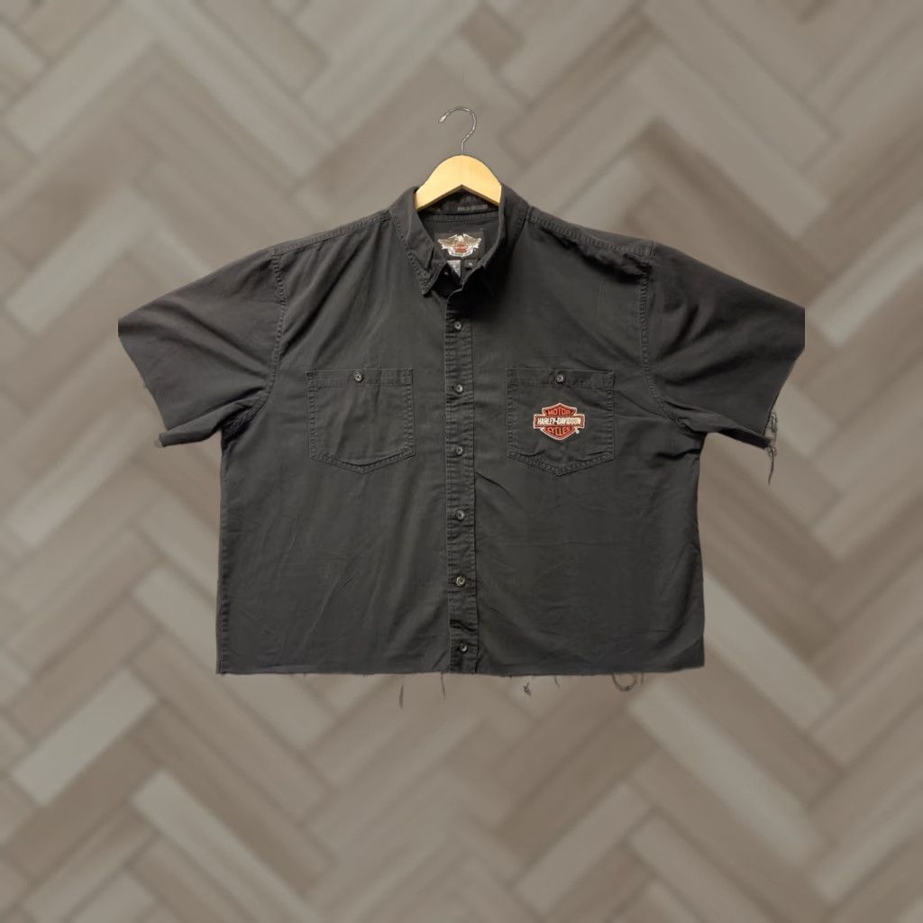 Varley VINTAGE Harley Motor Racing Davidson Button-Up Shirt XL Unisex Adults Faded Black Graphic Print Short Sleeve Classic Men Women Size US XL / EU 56 / 4 - 1 Thumbnail
