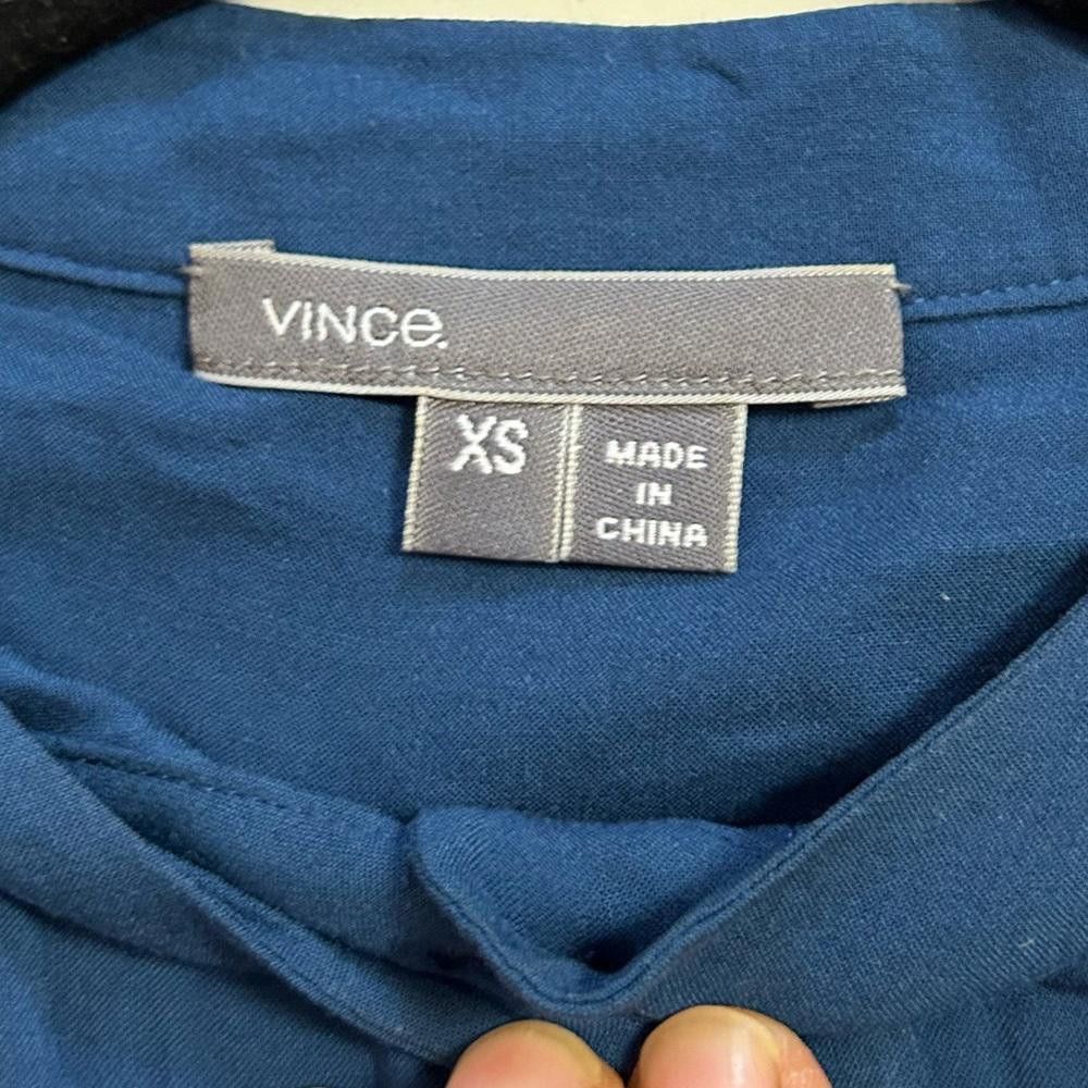 Vince Vince. I Shirred Long Sleeve Sheer Dress Blue XS Size XS / US 0-2 / IT 36-38 - 9 Thumbnail