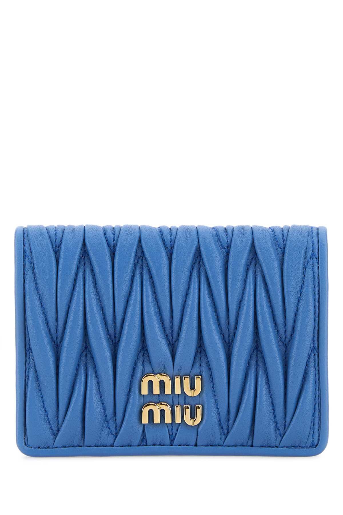 【Miu Miu】 Cerulean Leather Card Holder Miu Miu Cerulean Leather Card Holder | italist
