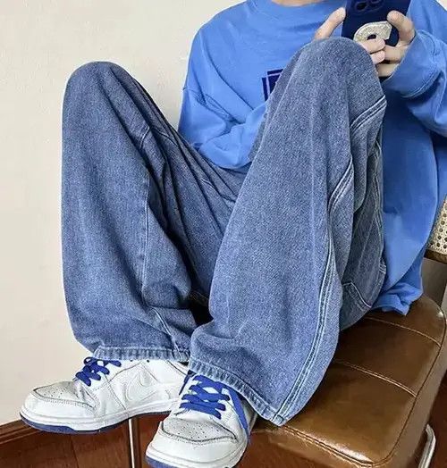 Jean Blue Color Straight Denim Baggy Pant Size US 32 / EU 48 - 4 Thumbnail