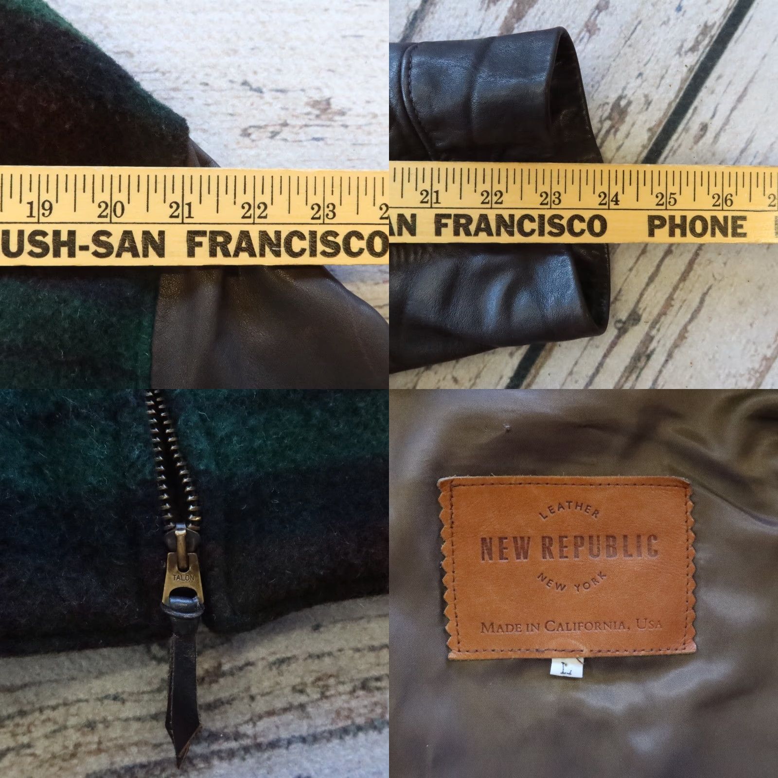 New Republic VINTAGE New Republic Jacket Leather Wool Size L Green Mens Size US L / EU 52-54 / 3 - 8 Thumbnail