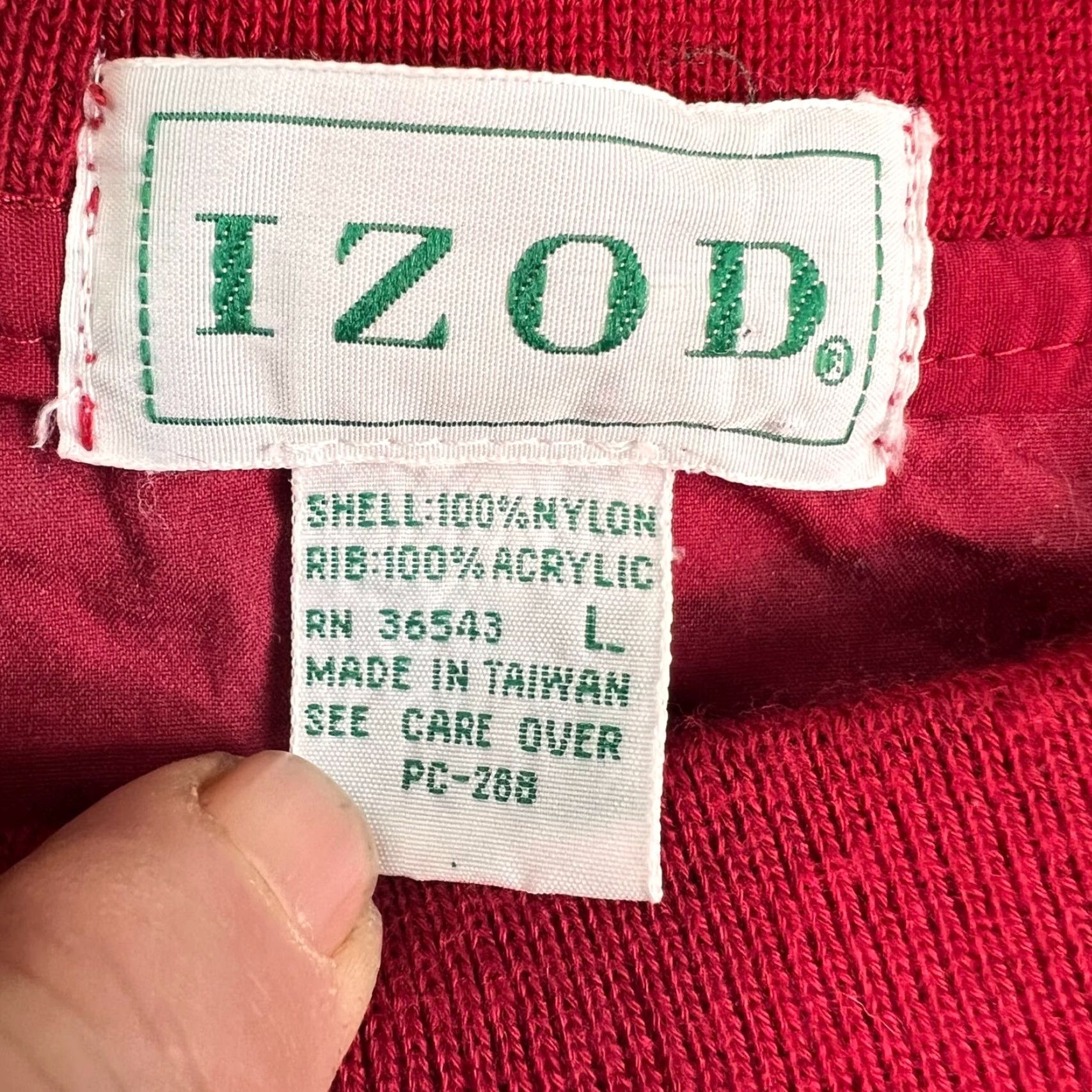 Izod VINTAGE IZOD Windbreaker Pullover Jacket Mens L Red White Blue Embroidered Pockets 80s Style Size US L / EU 52-54 / 3 - 4 Thumbnail