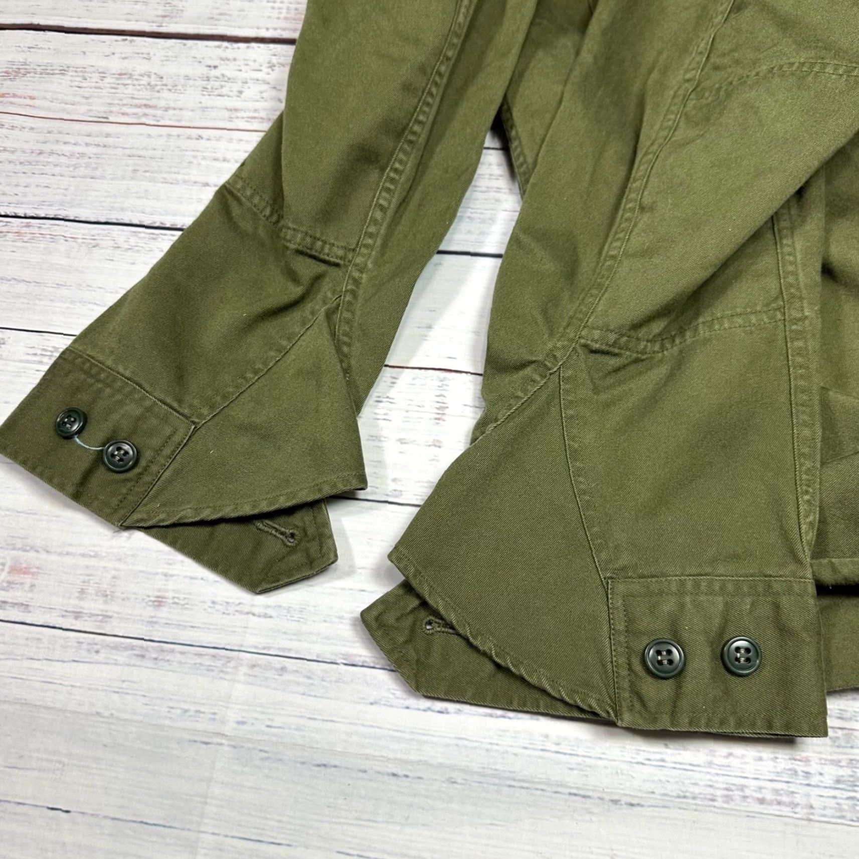 Vintage Womens Jacket Military Green Size M Long Sleeve Chest Pockets - Unbranded Cotton Zip Front Basic Jacket Womens M Green Size M / US 6-8 / IT 42-44 - 5 Thumbnail