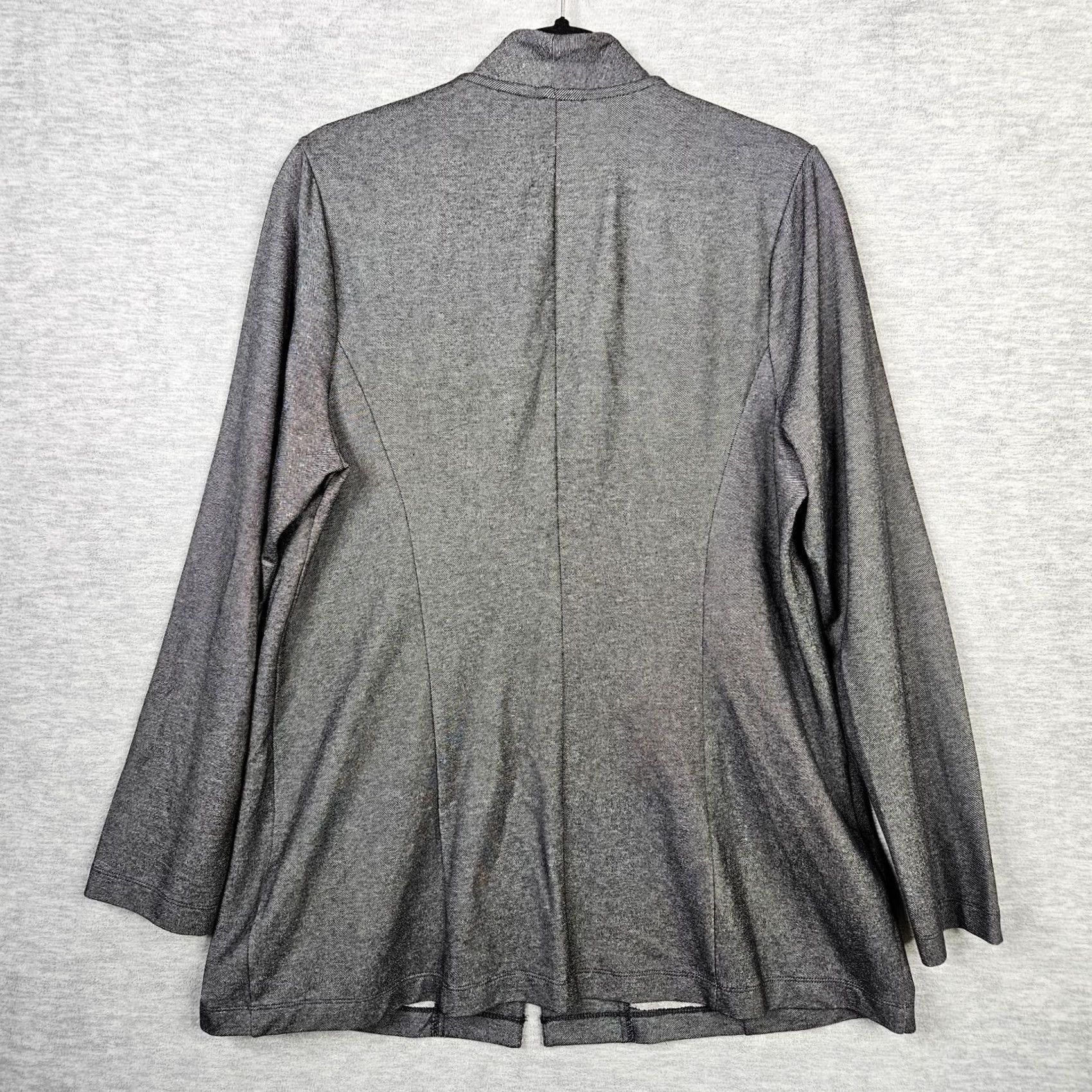 J. Jill J.JILL Wearever Collection Jacket Women Gray Knit One-button Size M Regular Sleeve Long Solid Lightweight Casual Travel Autumn Spring Winter Size M / US 6-8 / IT 42-44 - 2 Thumbnail