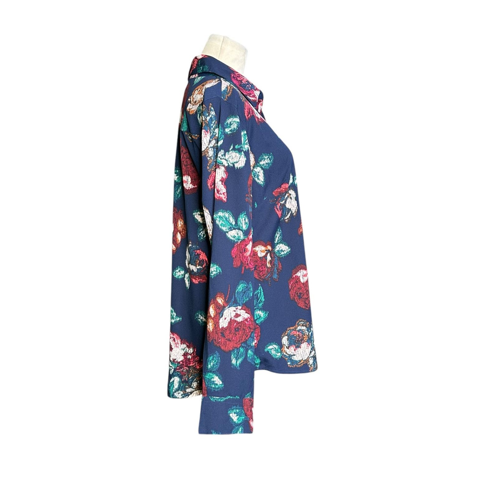Merona Merona blue red floral long sleeves tunic blouse size M Size M / US 6-8 / IT 42-44 - 8 Thumbnail