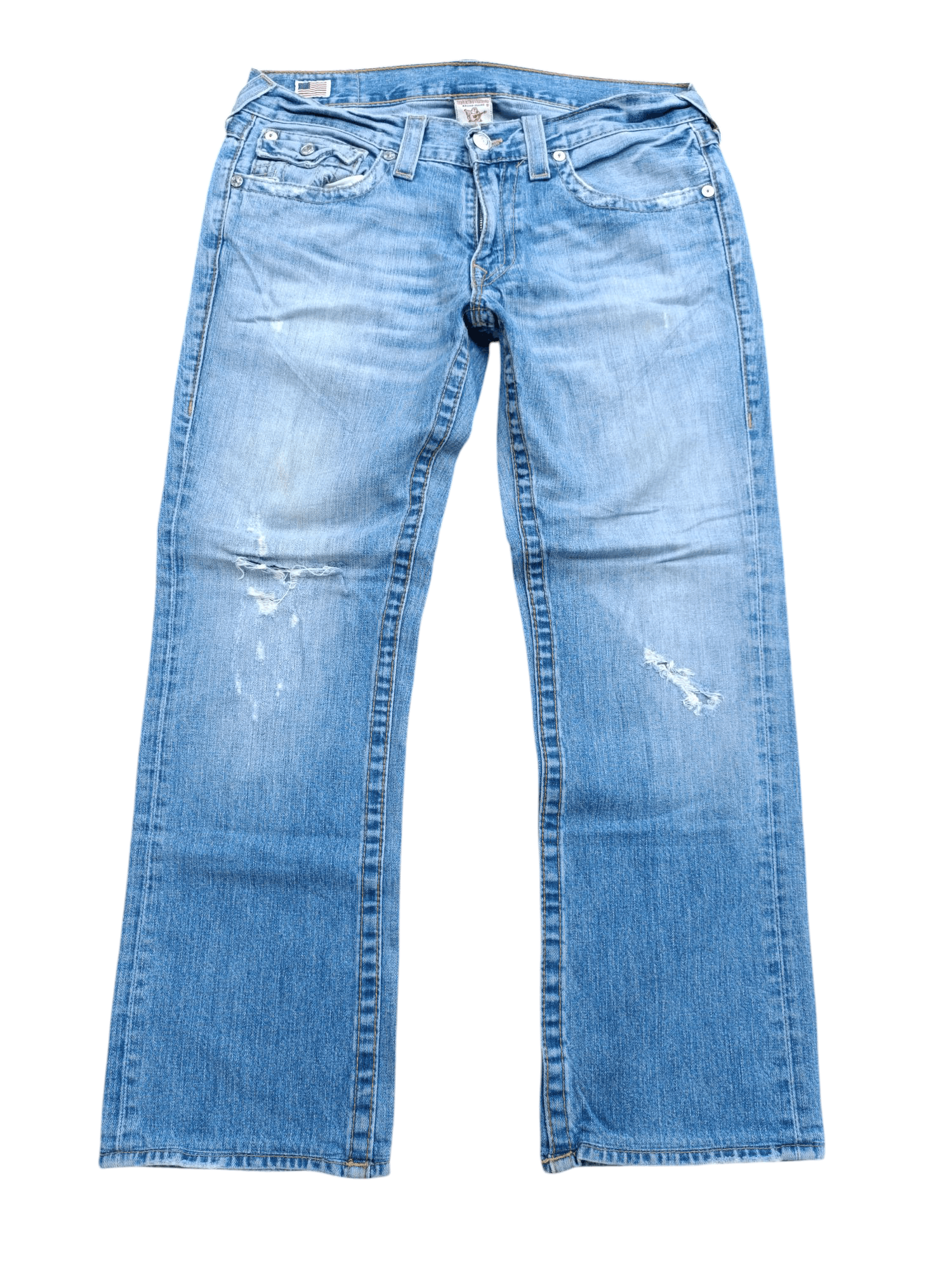 Affliction × Ed Hardy × True Religion True Religion Ricky Distressed Baggy Wide Leg Denim TR024 Size US 34 / EU 50 - 1 Thumbnail
