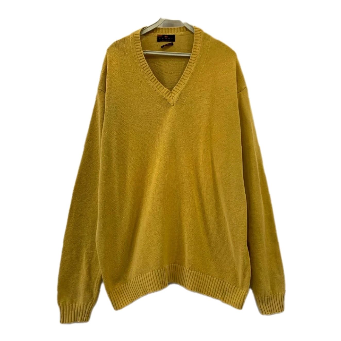 Vintage FERDY Men’s V-Neck Sweater Mustard Yellow 2XL Cotton Made in Italy Pullover Mens Size US XXL / EU 58 / 5 - 2 Thumbnail