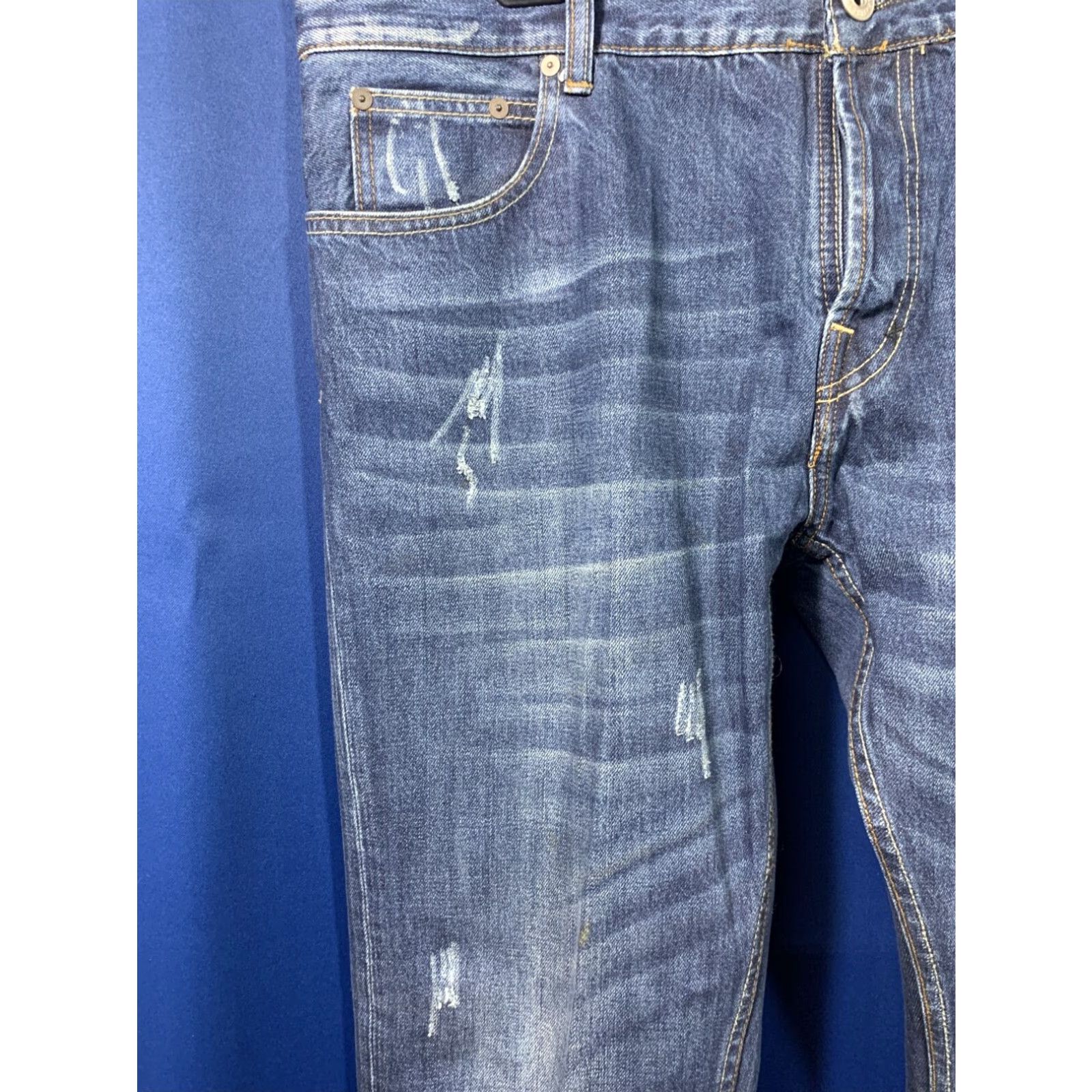 Firetrap VINTAGE Firetrap Distressed Button Fly Jeans 38x33 Blue Straight Leg Mens Size US 38 / EU 54 - 2 Thumbnail