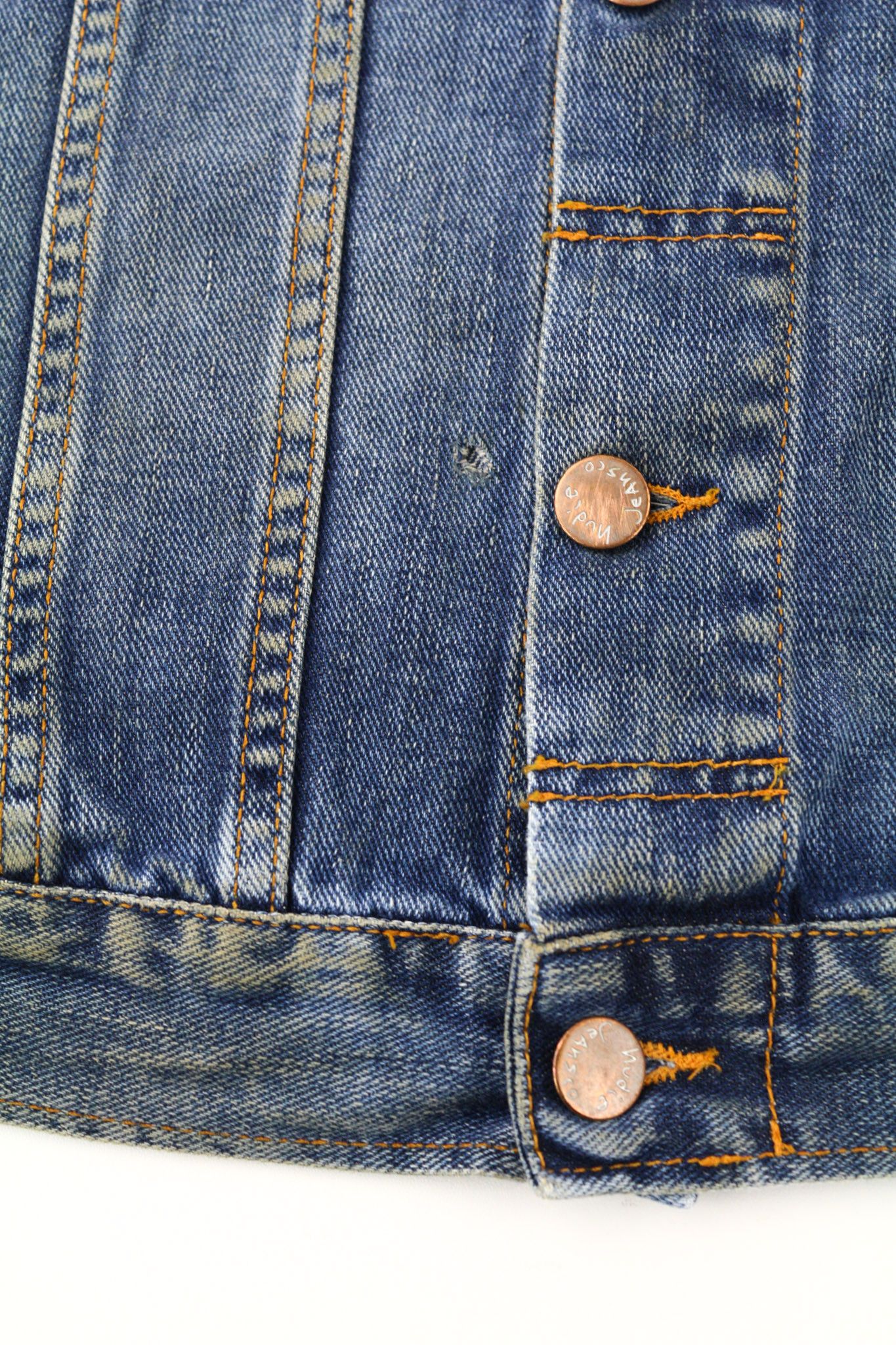 Nudie Jeans TERRY NATURAL WORN S Blue Denim Polo Neck Jacket 80352 Size US S / EU 44-46 / 1 - 8 Thumbnail