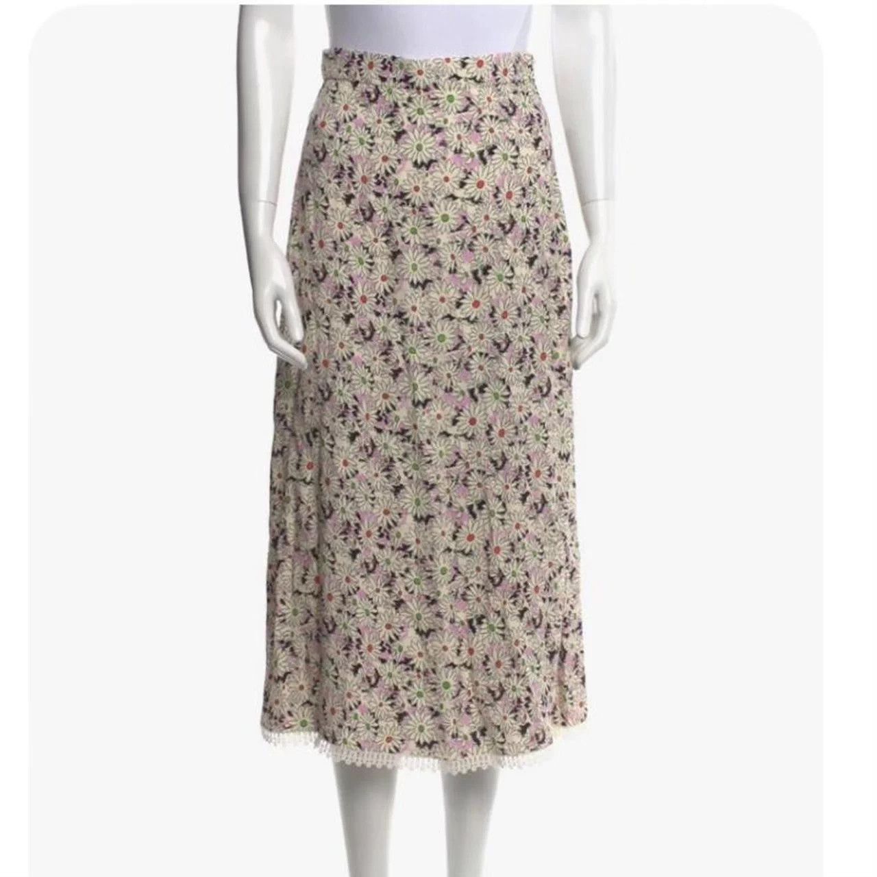 Miu Miu SS21 MIUMIU Floral Print Midi Length Skirt, Size 40 Size 27" / US 4 / IT 40 - 1 Thumbnail