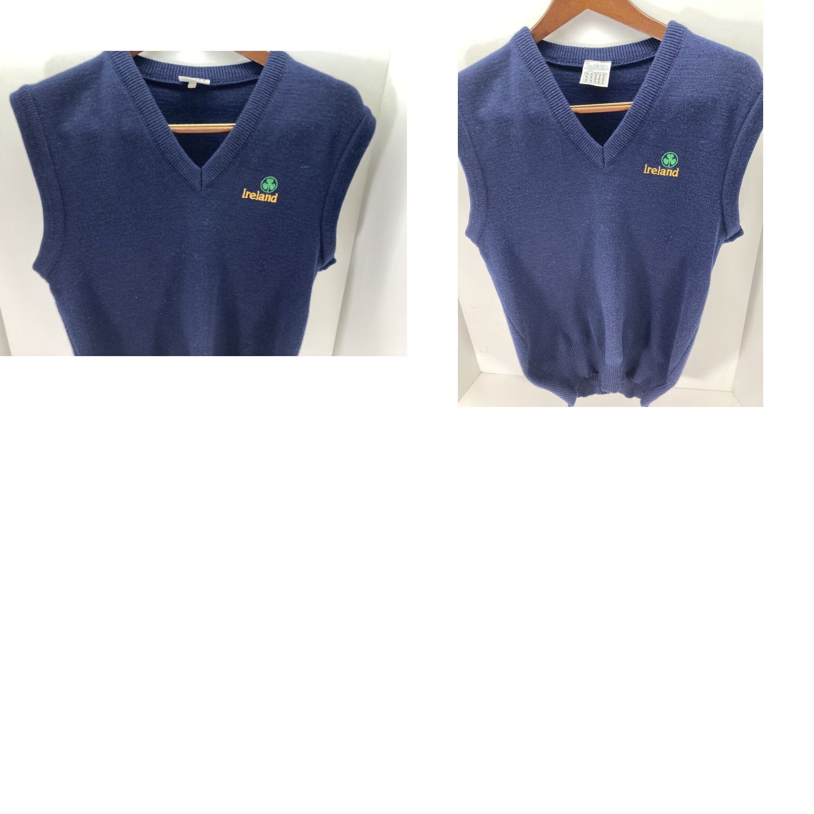 Vintage Blarney Woollen Mills Made Ireland Shamrock Irish Sweater Vest Men Medium Blue Pullover Crew Neck Classic All Seasons St Patrick’s Day Golf Size US M / EU 48-50 / 2 - 9 Thumbnail