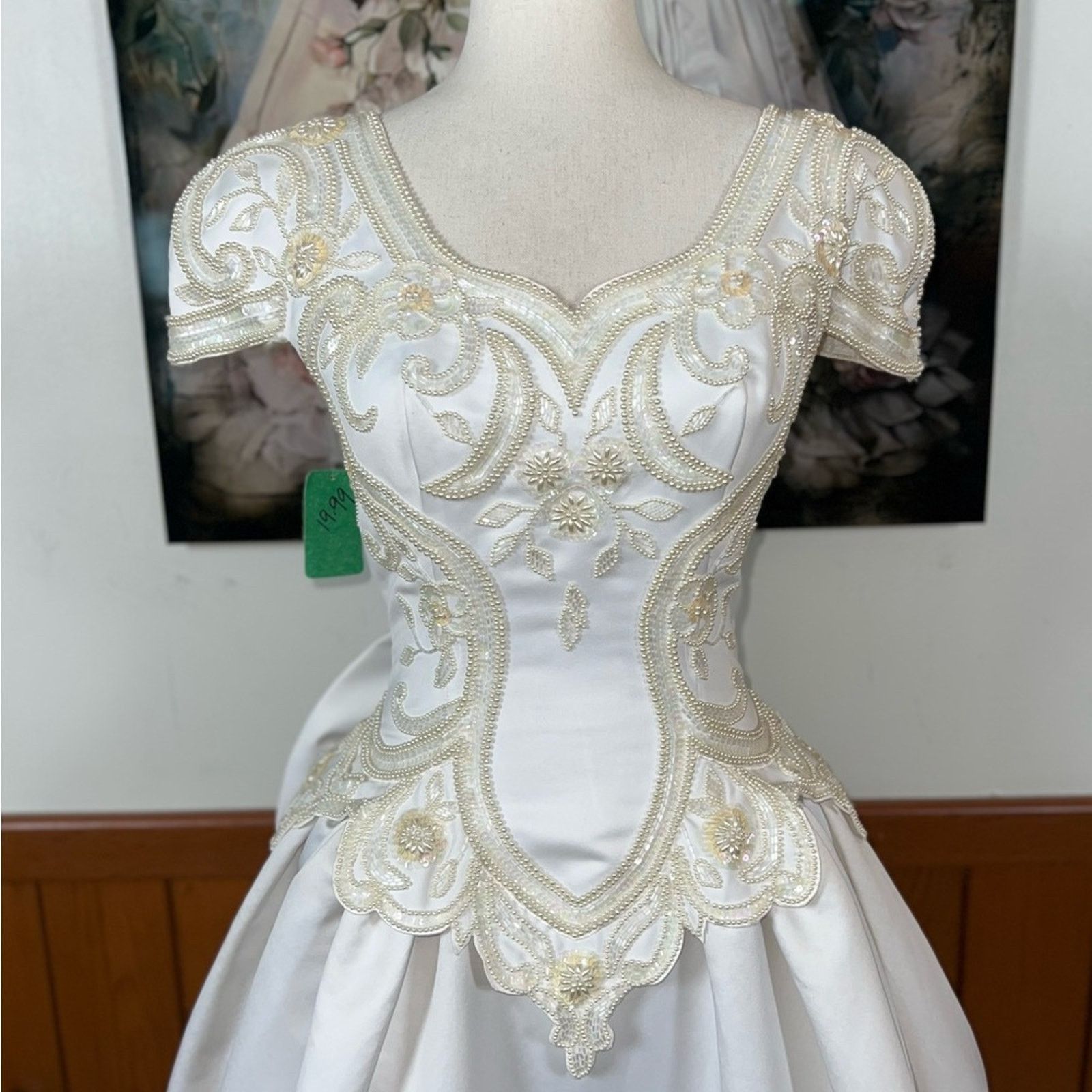 Vintage New Vintage 1980s/90s Forever Yours Beaded Wedding Gown! Size L / US 10 / IT 46 - 4 Thumbnail
