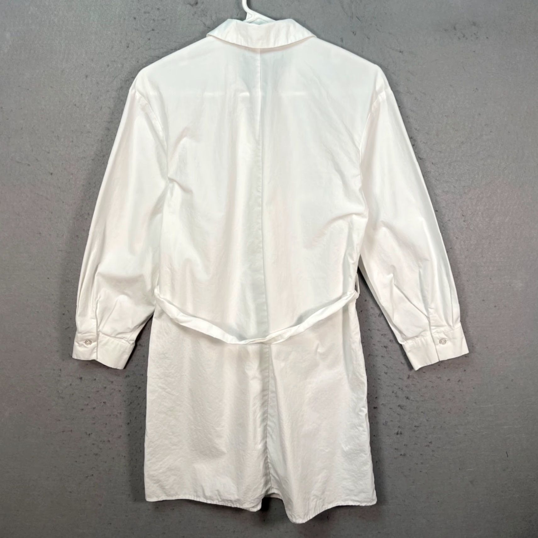 Mango Mango White Cotton Button-Front Shirt Dress w/ Waist Tie Long Sleeves Collared Shirt Dress Womens 2 White Cotton Button Accents 90s? No (remove guess) Size XS / US 0-2 / IT 36-38 - 2 Thumbnail