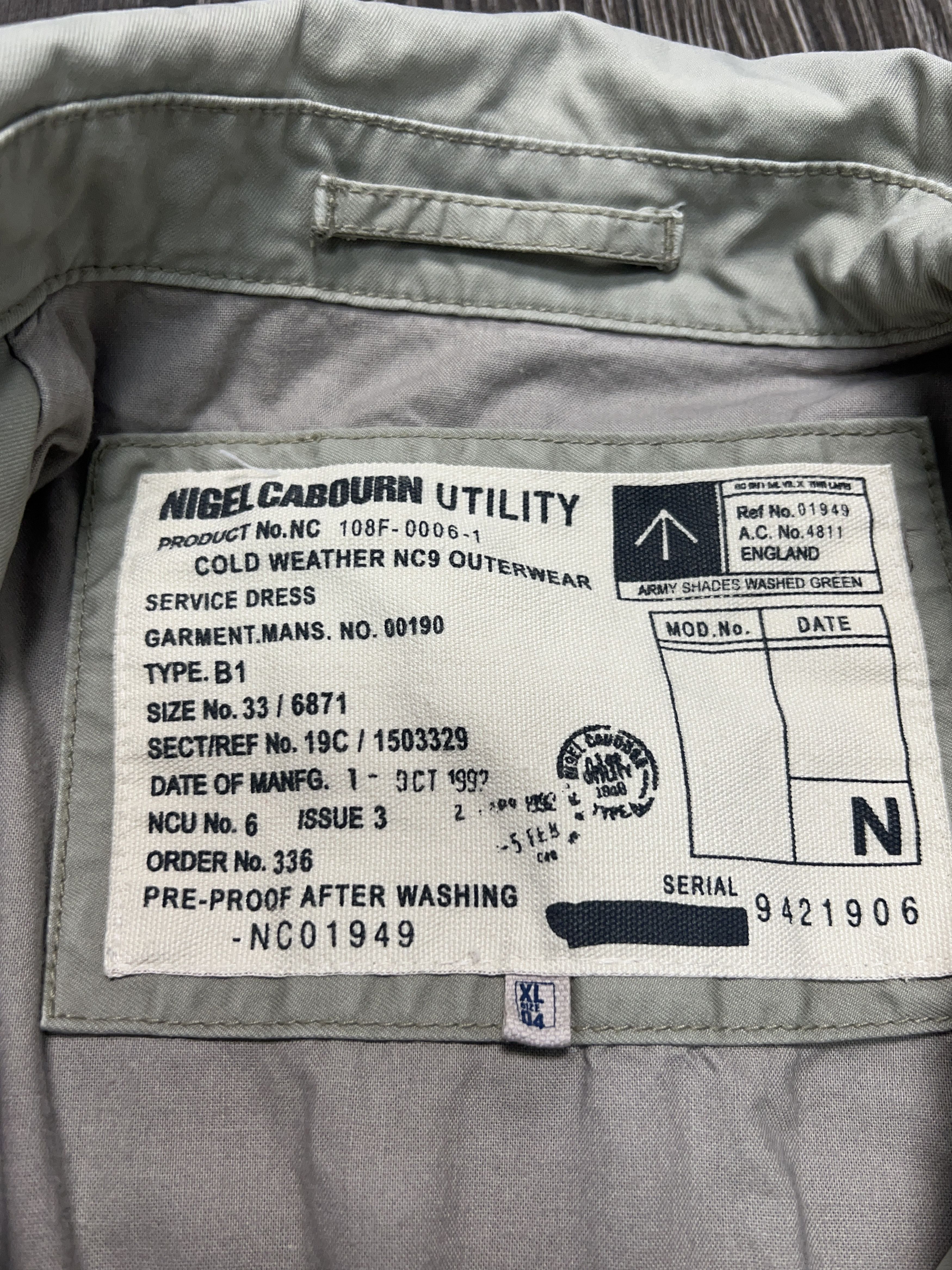 Nigel Cabourn Utility Cold Weather NC9 Military Field Jacket Coat Size XL Size US XL / EU 56 / 4 - 6 Thumbnail