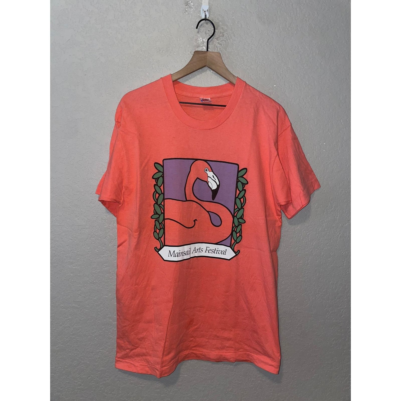 Fruit Of The Loom 1990s Mainsail Arts Festival Art Florida Flamingo Shirt L Size US L / EU 52-54 / 3 - 1 Thumbnail