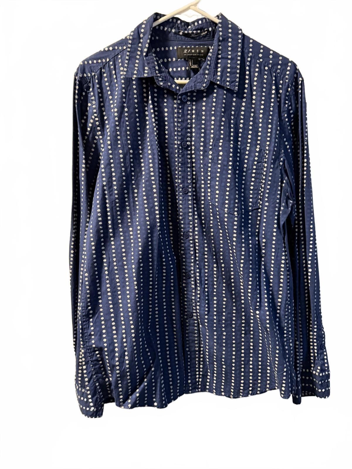 21 Men 21 Men Navy Blue Patterned Long Sleeve Shirt Size L Size US L / EU 52-54 / 3 - 3 Thumbnail