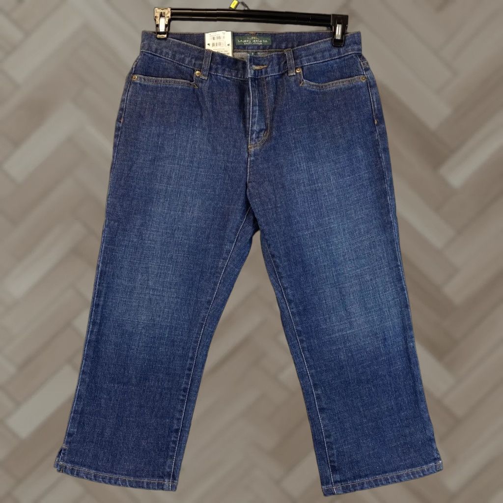 Ralph Lauren Lauren Ralph Lauren Dark Wash Denim Jeans Women Size 8 Mid Calf Cropped 32in Waist Blue Classic Size 30" / US 8 / IT 44 - 1 Thumbnail
