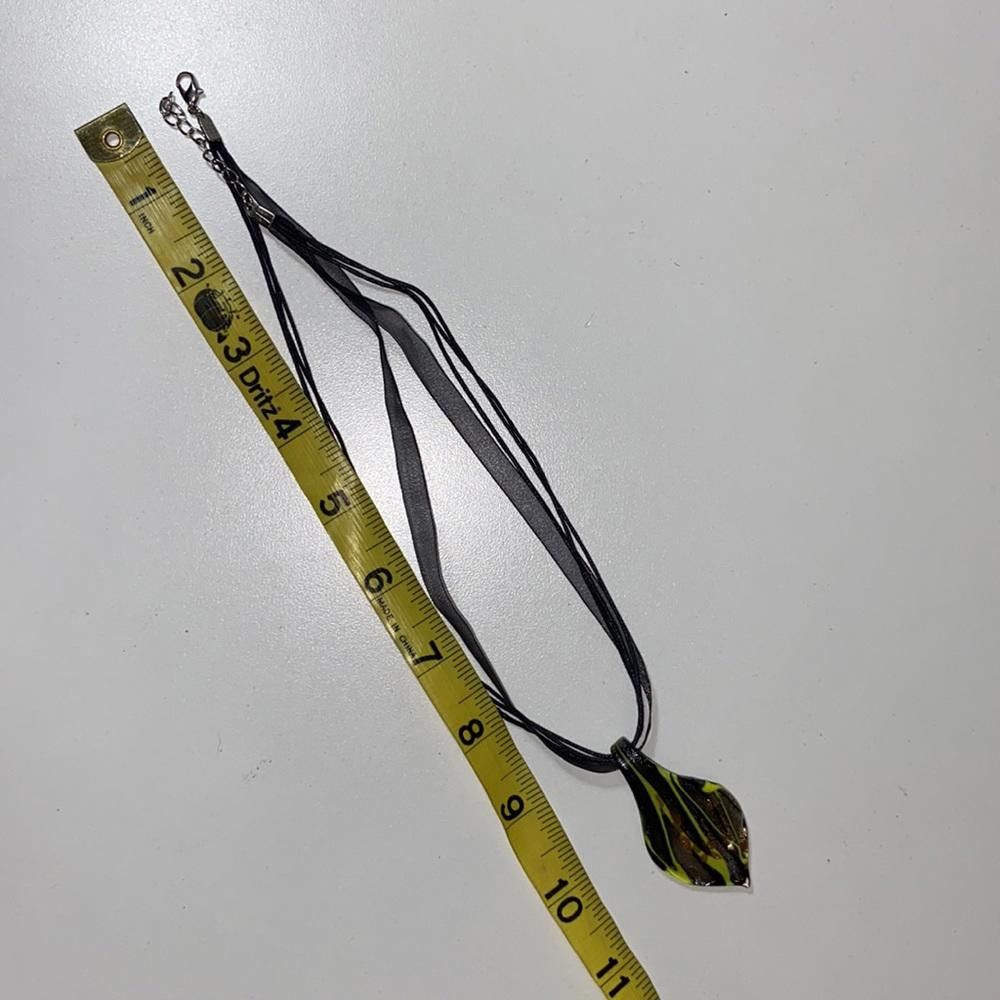 Designer Silver/Green Blown Glass Necklace Size ONE SIZE - 3 Thumbnail