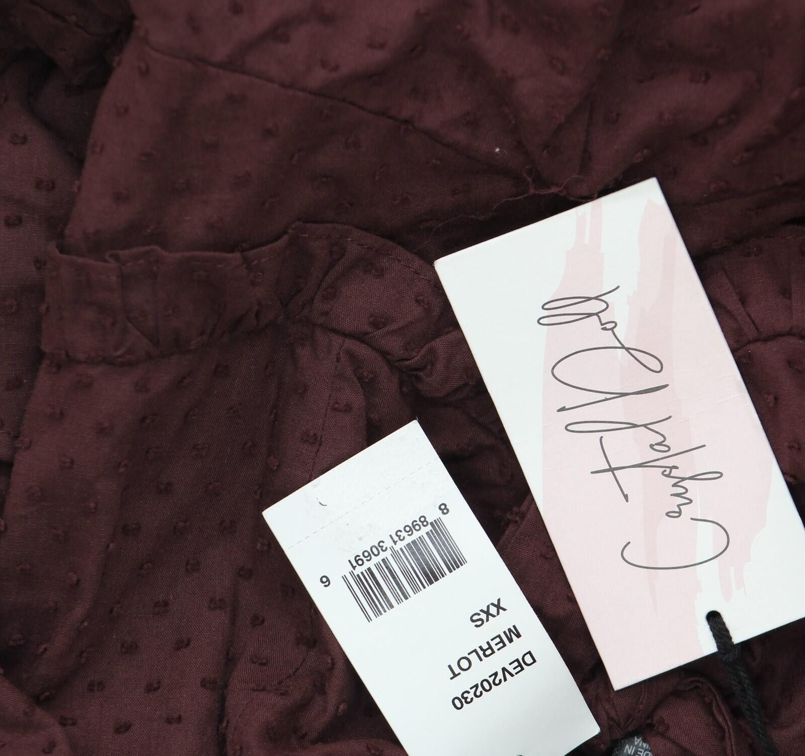 Other Crystal Doll Puffed Sleeve Fit Flare Dress Merlot Red 2xs Size XXS / US 00 / IT 34 - 3 Thumbnail