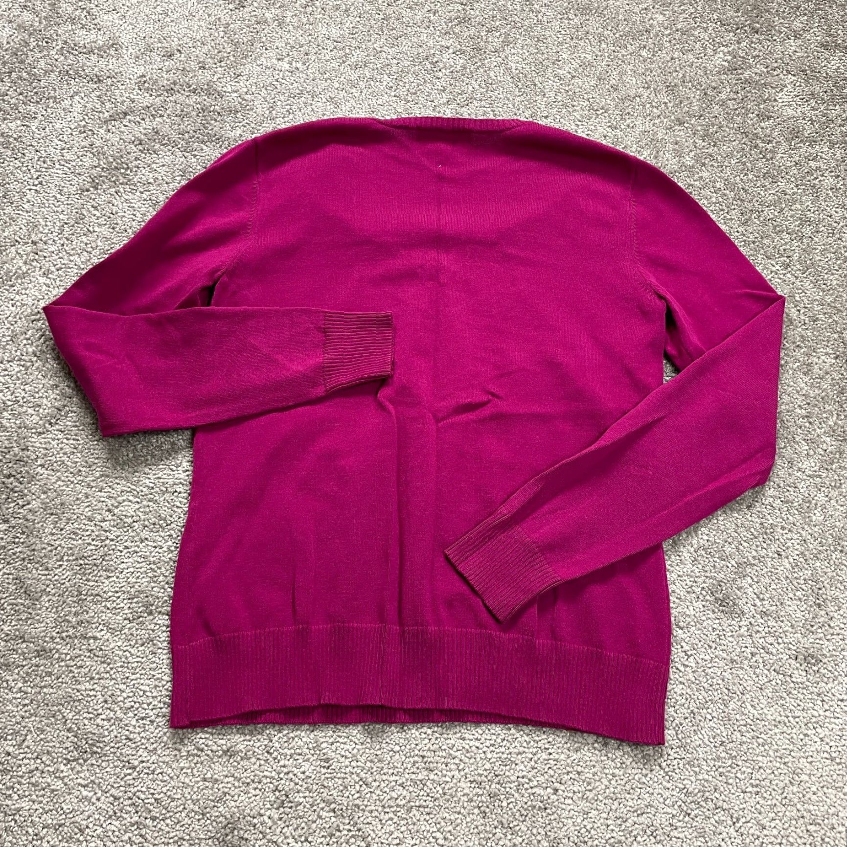 Lands' End Lands' End Sweater Women XS Fuchsia Pink V-Neck Tight Knit Casual Workwear Size XS / US 0-2 / IT 36-38 - 2 Thumbnail