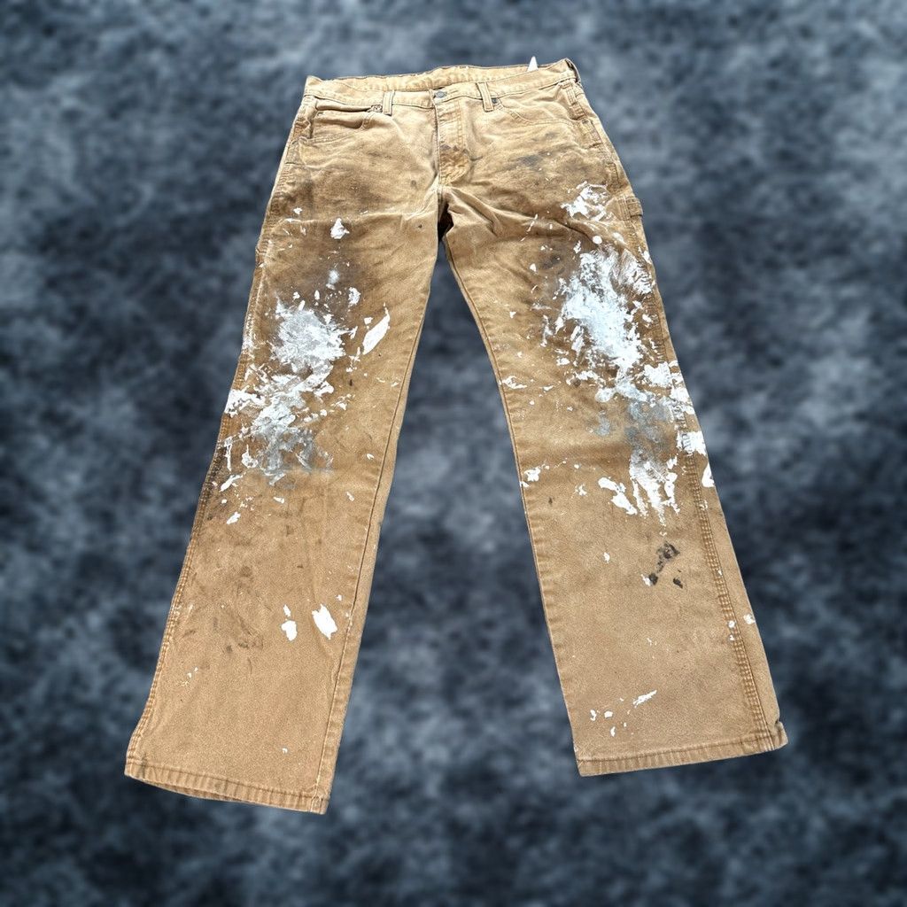 Dickies VINTAGE Dickies Carpenter Jeans 33x32 Brown Denim Distressed Workwear 90s Grunge Hip Hop Skater Mens X-Large Size US 33 - 1 Thumbnail