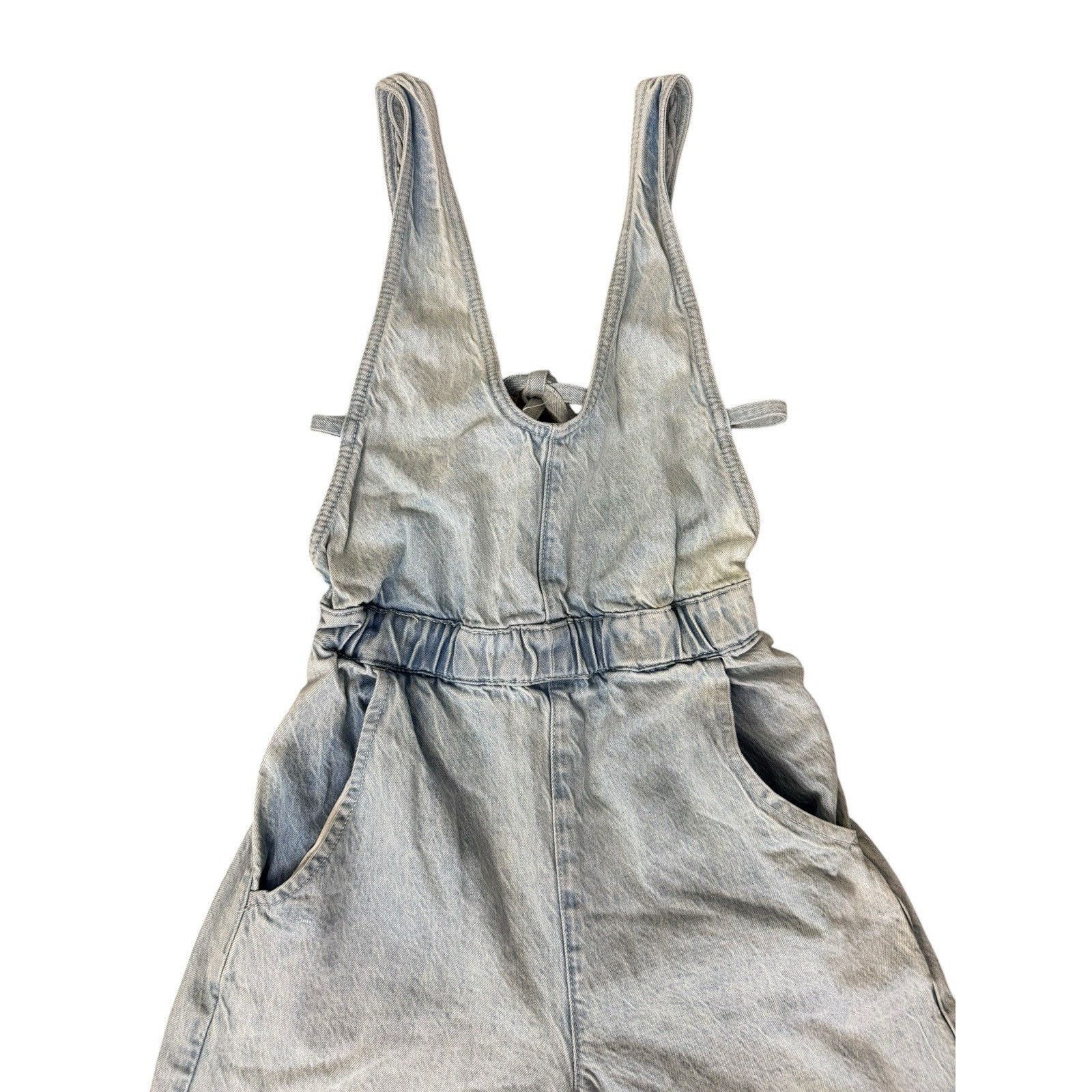 Free People FREE PEOPLE Alora Denim Wide Leg Culotte Tieback Jumpsuit XS Size 26" / US 2 / IT 38 - 5 Thumbnail
