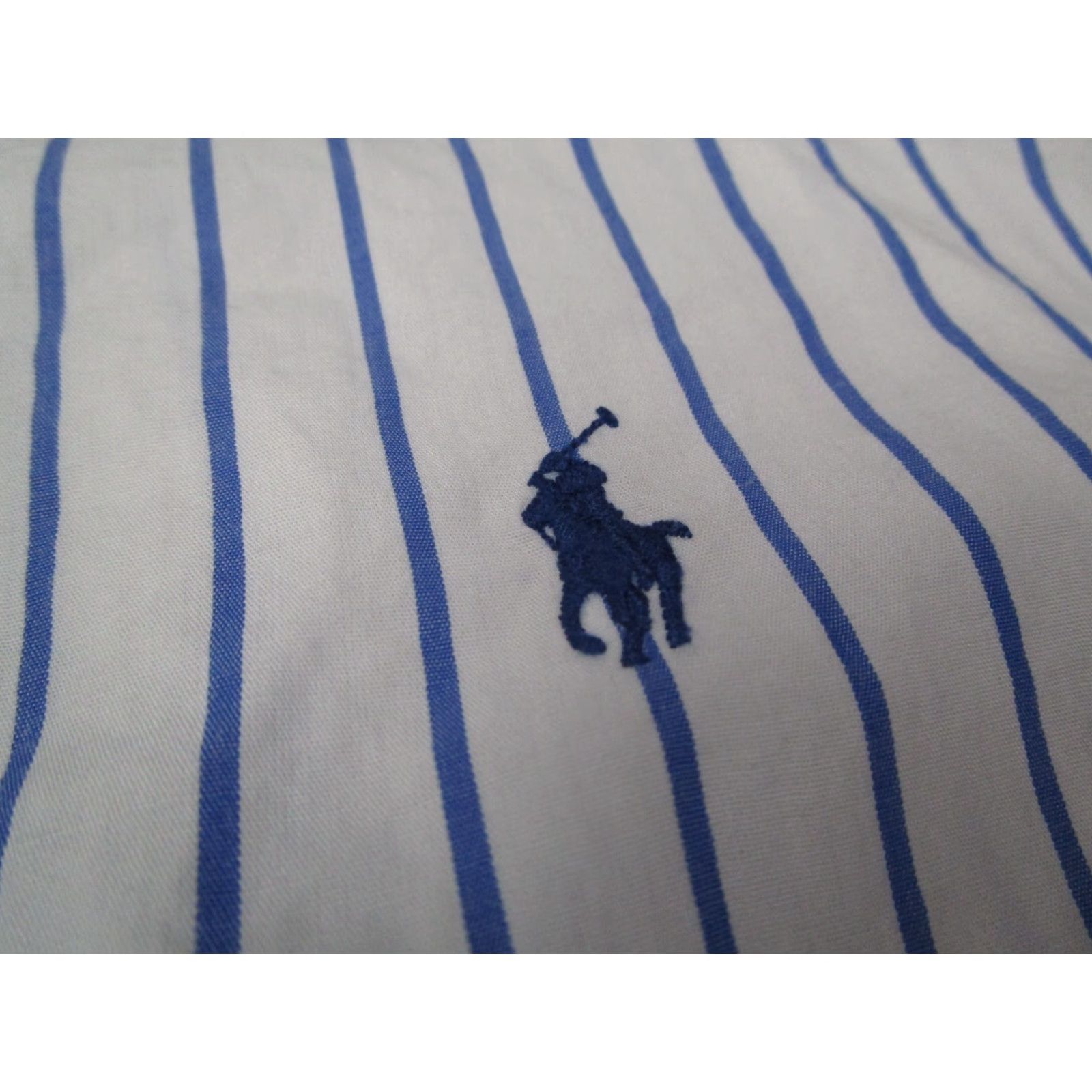 Polo Ralph Lauren VINTAGE Polo Ralph Lauren Dress Shirt Mens 17.5 36 Blue Striped Long Sleeve Button-Up Retro Size 36R - 3 Thumbnail