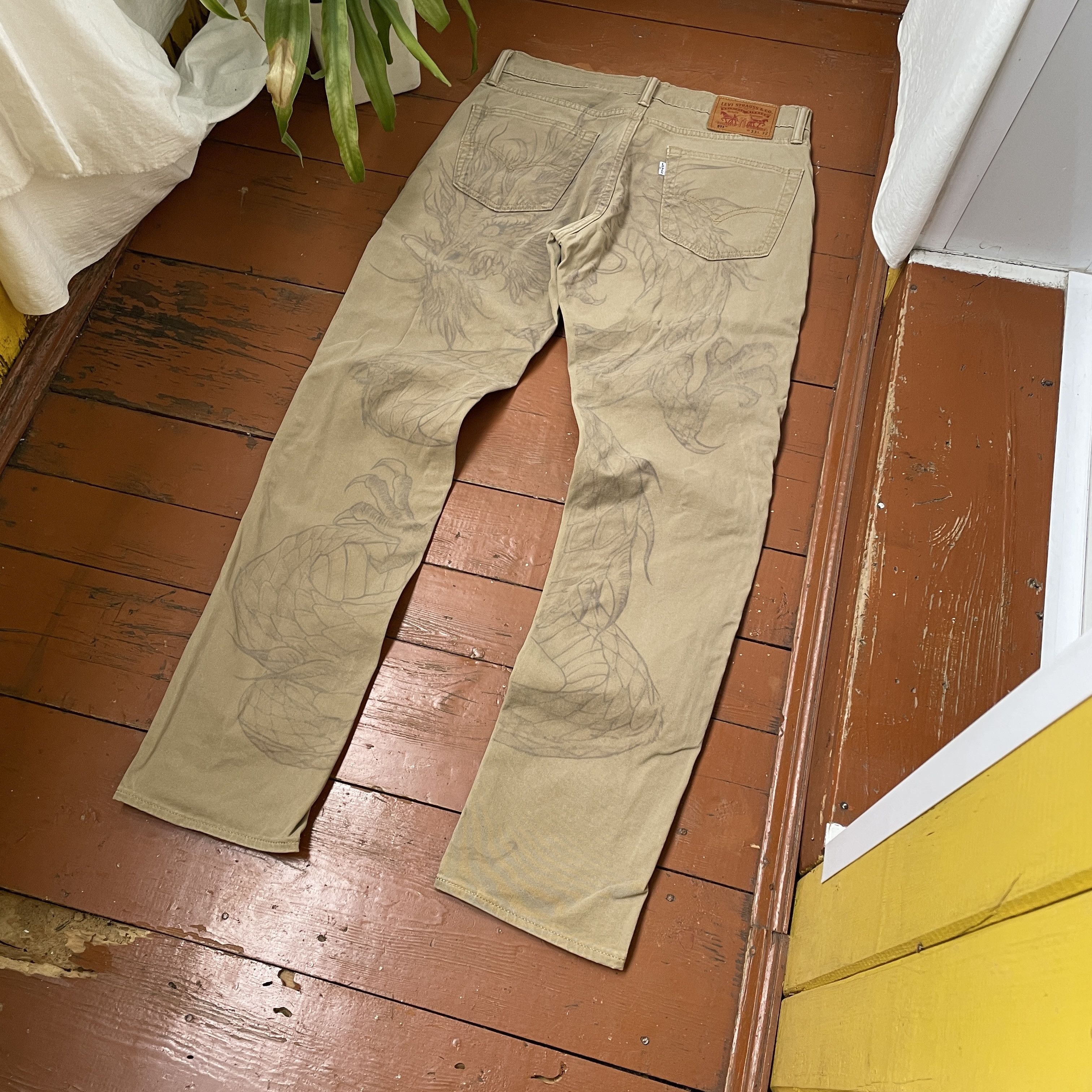 Levi's Custom Levi's pants Dragon Japanese style opium y2k faded Size US 33 - 2 Thumbnail