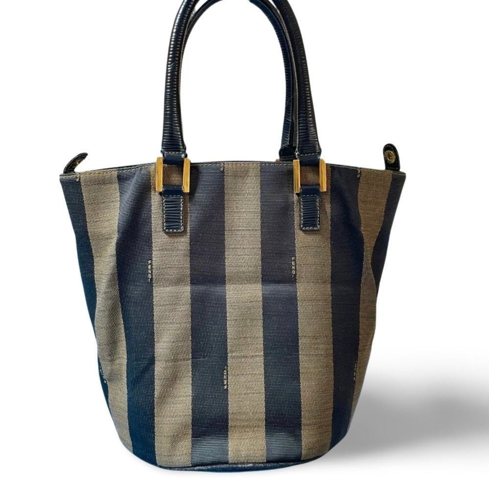Fendi Vintage FENDI pecan stripe jacquard fabric tote bag, handbag Size ONE SIZE - 4 Thumbnail