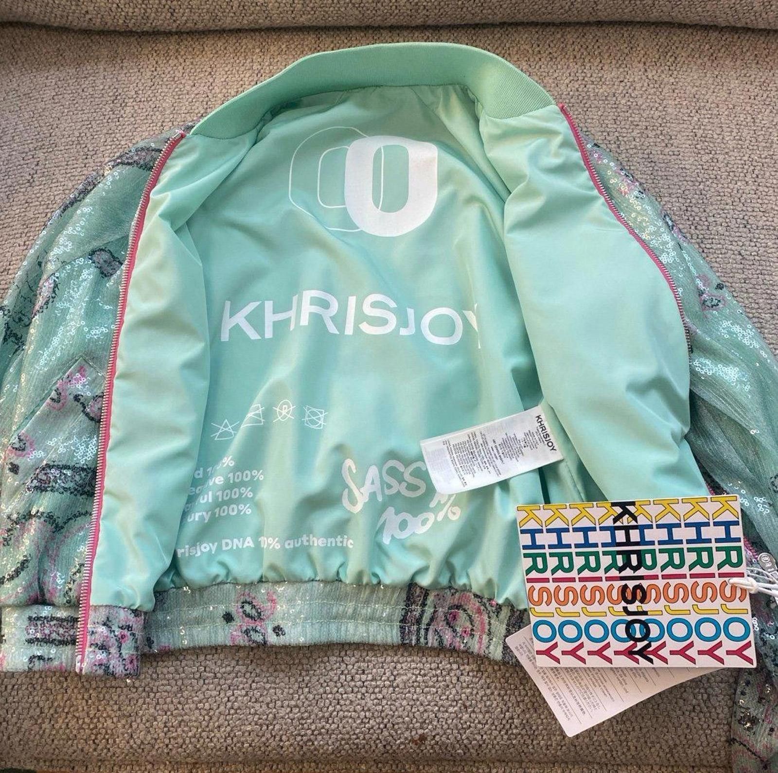 Khrisjoy Khrisjoy Mint Paisley Sequin Bomber Jacket w/Pink Zip Sz S Size XS / US 0-2 / IT 36-38 - 9 Thumbnail