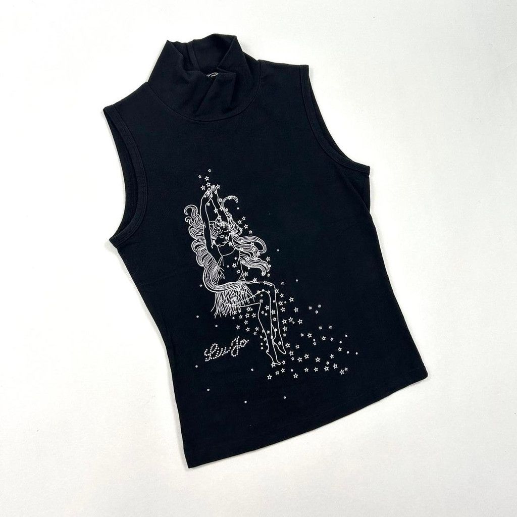 Liu Jo y2k euro black turtleneck tank top with fairy Size S / US 4 / IT 40 - 8 Thumbnail