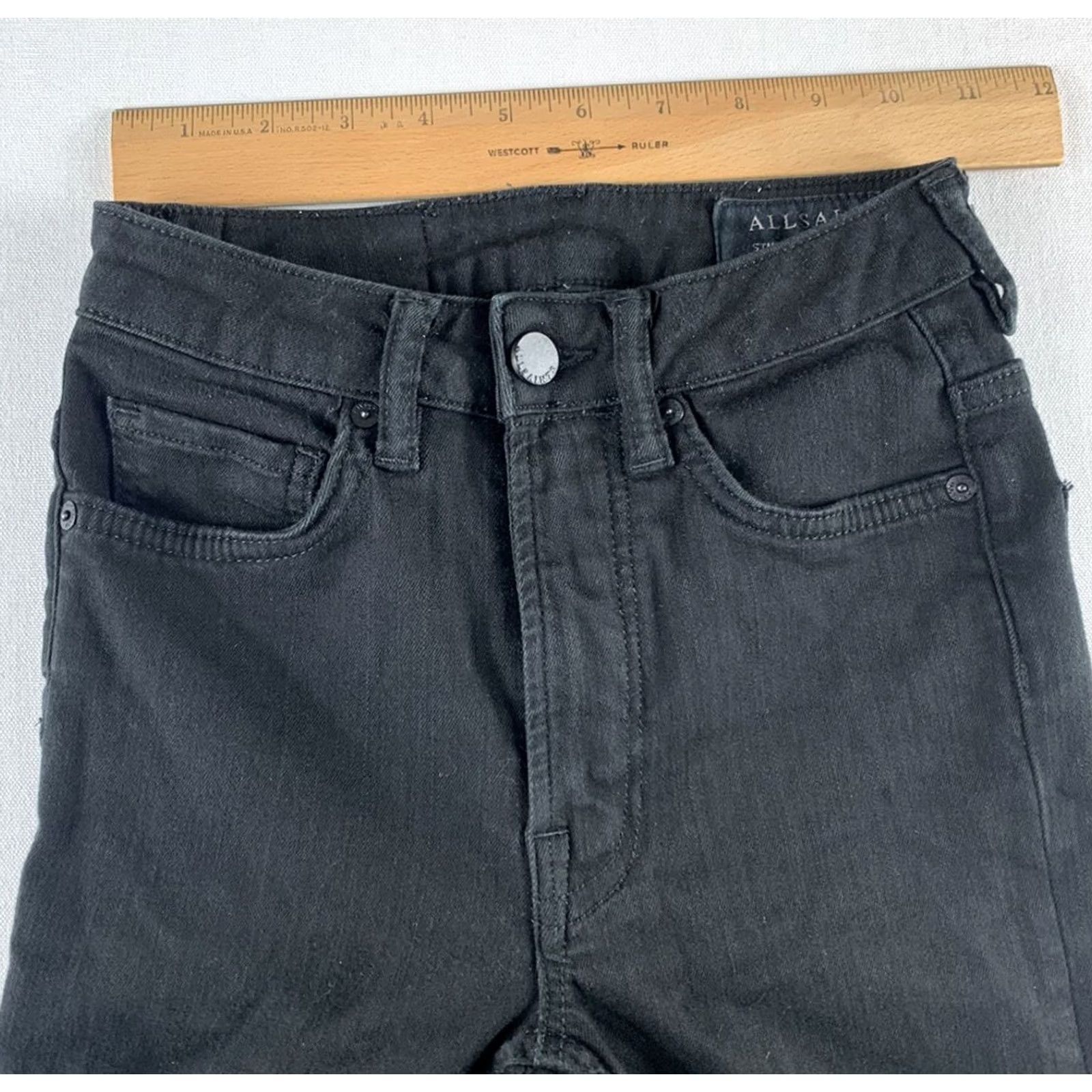 Allsaints ALLSAINTS STILT Skinny Jeans Womens 24 Black Belt Loops Button Zip Pockets Denim Size 42" / US 20 - 5 Thumbnail