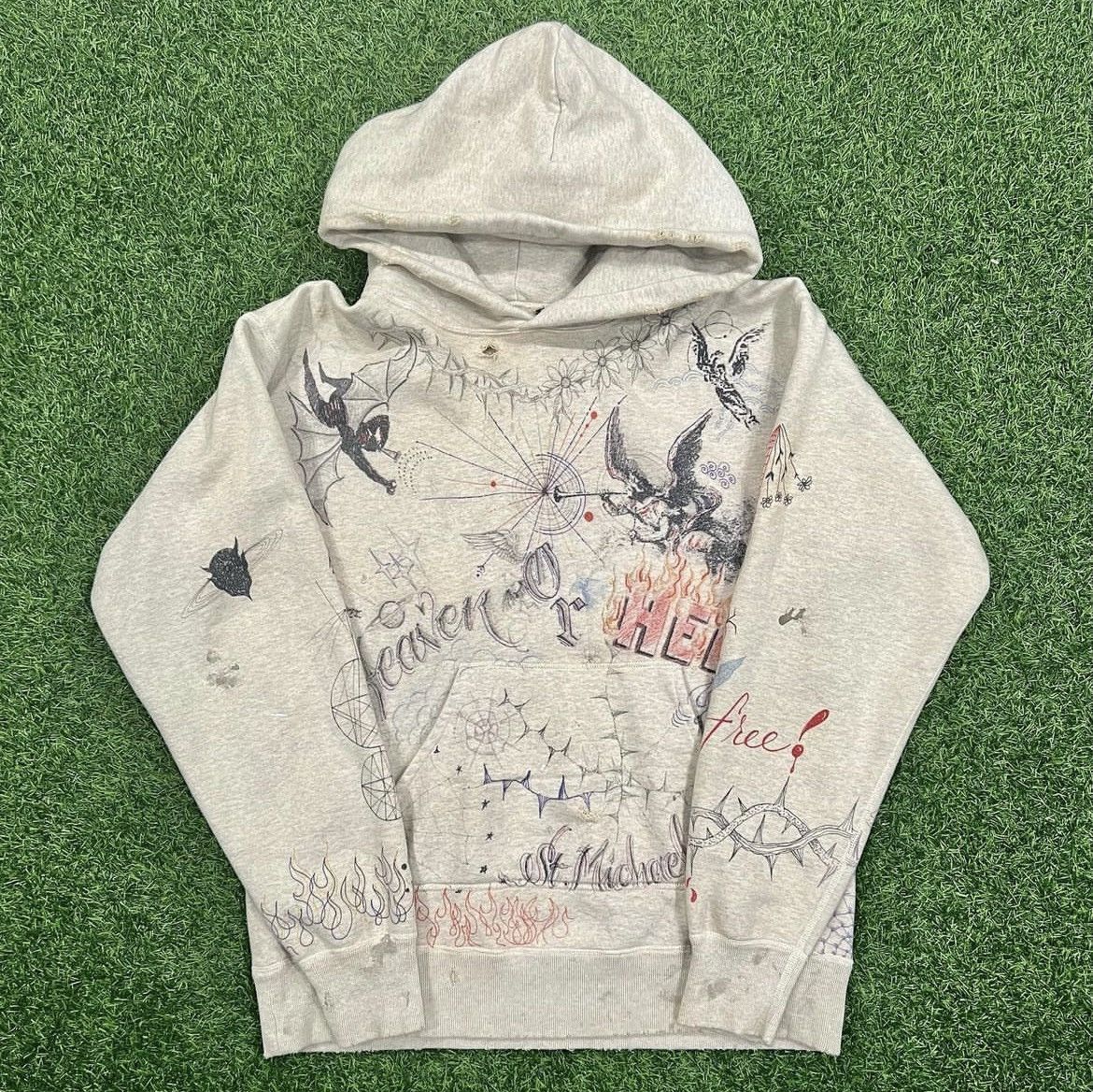 Sweat à Capuche Saint Michael Gris Graffiti Par Dr Woo - Taille S - Occasion Très Bon état