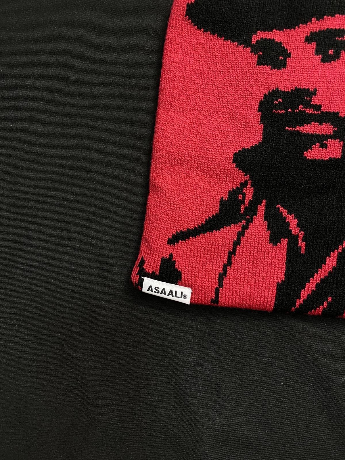Asaali Rare Asaali Cartel Skully No Cuff Knit Red Beanie Hats OS Size ONE SIZE - 6 Thumbnail