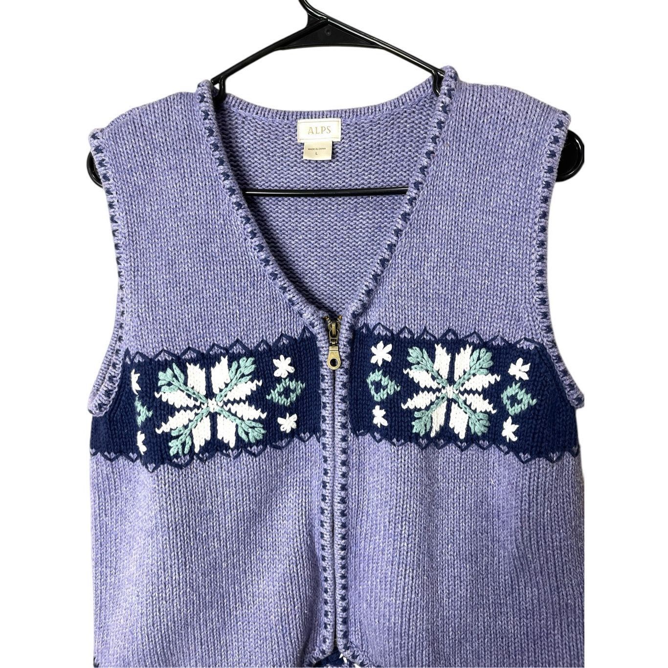 Other Vintage Alps Early 2000s Purple Snowflake Sweater Vest Size Size M / US 6-8 / IT 42-44 - 2 Thumbnail