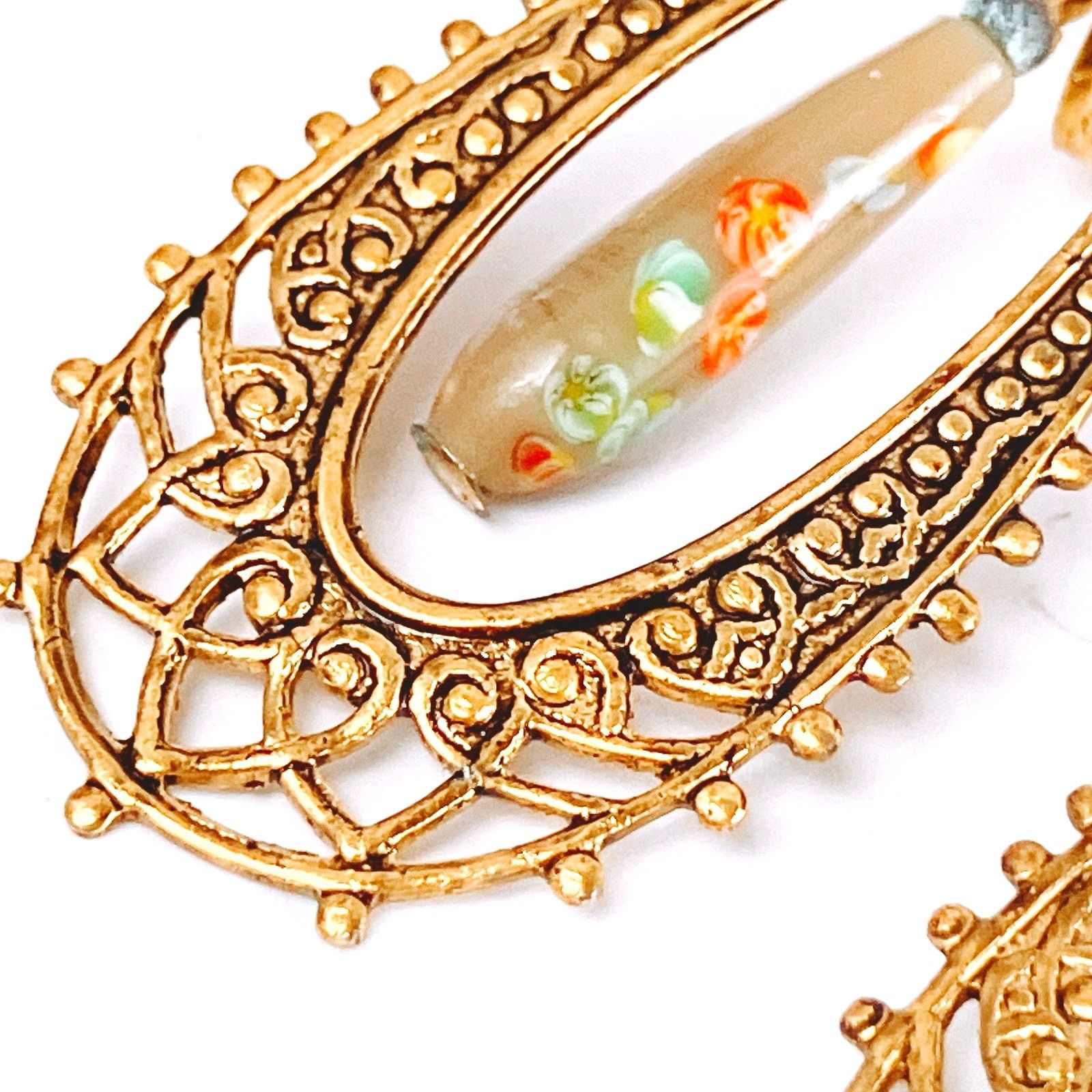Vintage Vintage Mid Century Clip On Earrings Millefiori Art Glass Size ONE SIZE - 5 Thumbnail