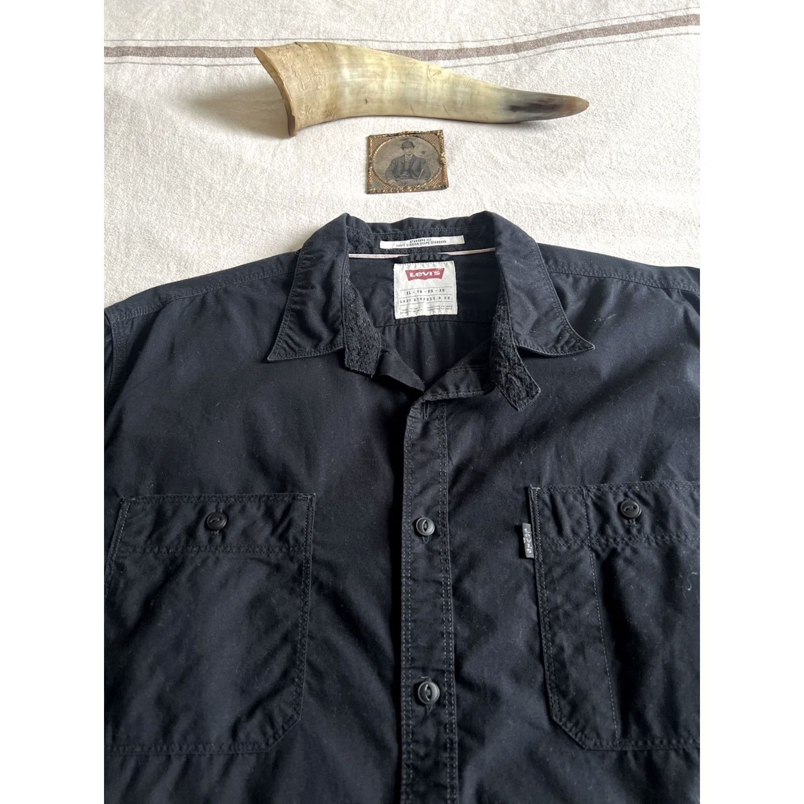 Levi's VINTAGE Levi's US Navy Deck Shirt XL Black Button-Up Mens Size US XL / EU 56 / 4 - 5 Thumbnail