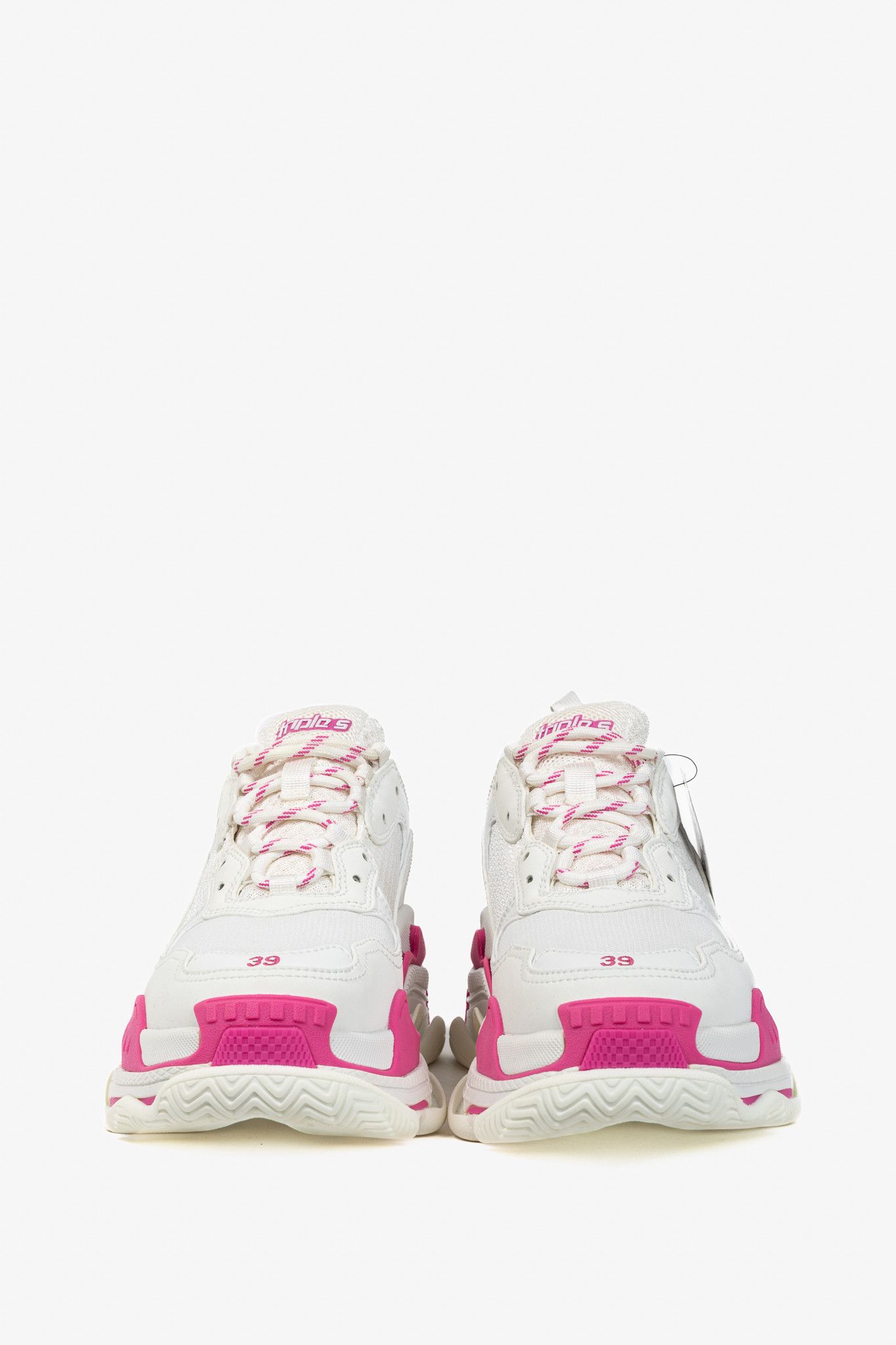 Balenciaga Balenciaga Triple S White Fluo Pink Chunky Low-Top Sneakers Size US 8.5 / IT 38.5 - 2 Thumbnail